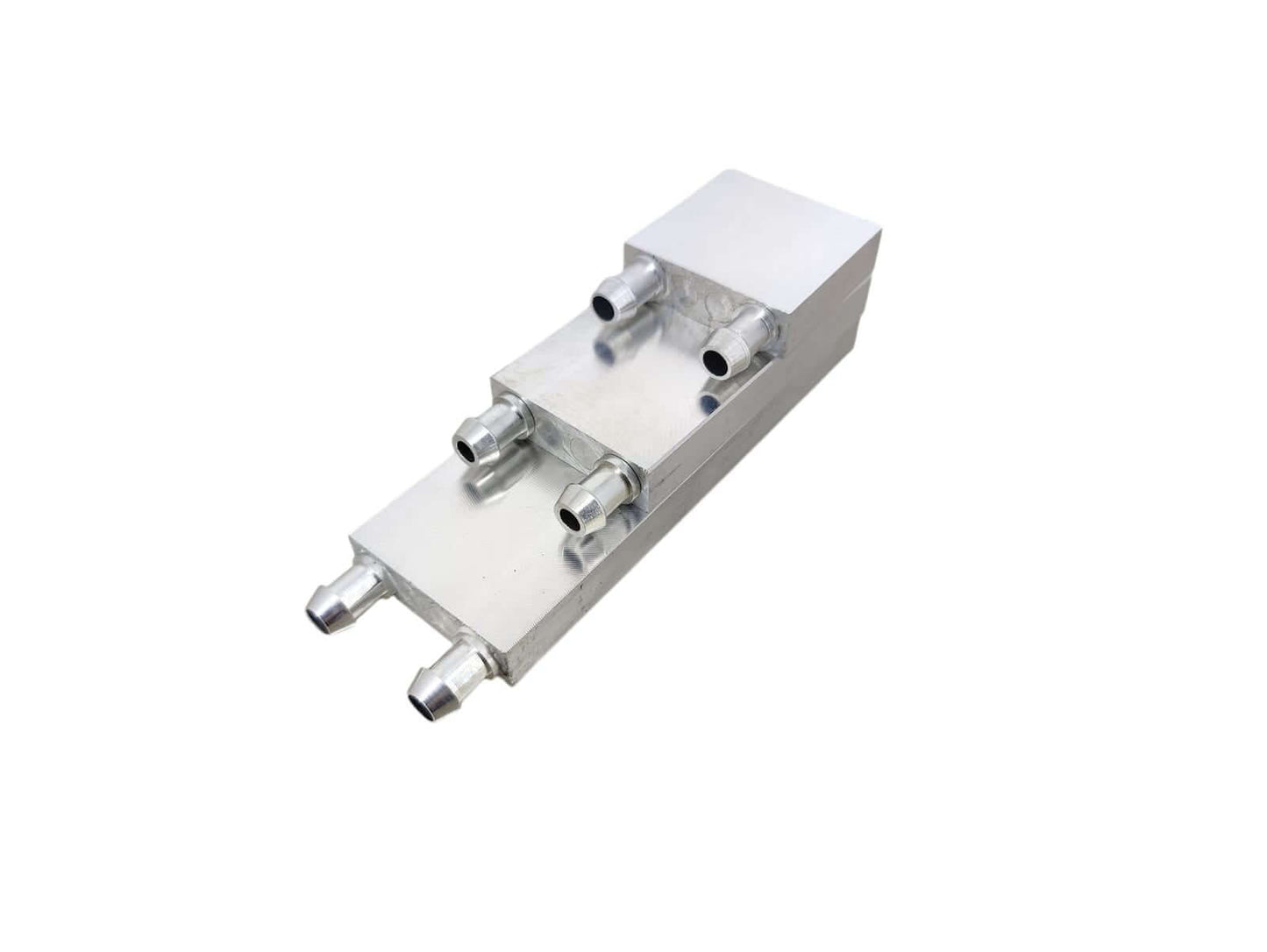 Aluminum water cooling block for CPU, GPU, and industrial applications, designed for efficient heat dissipation.