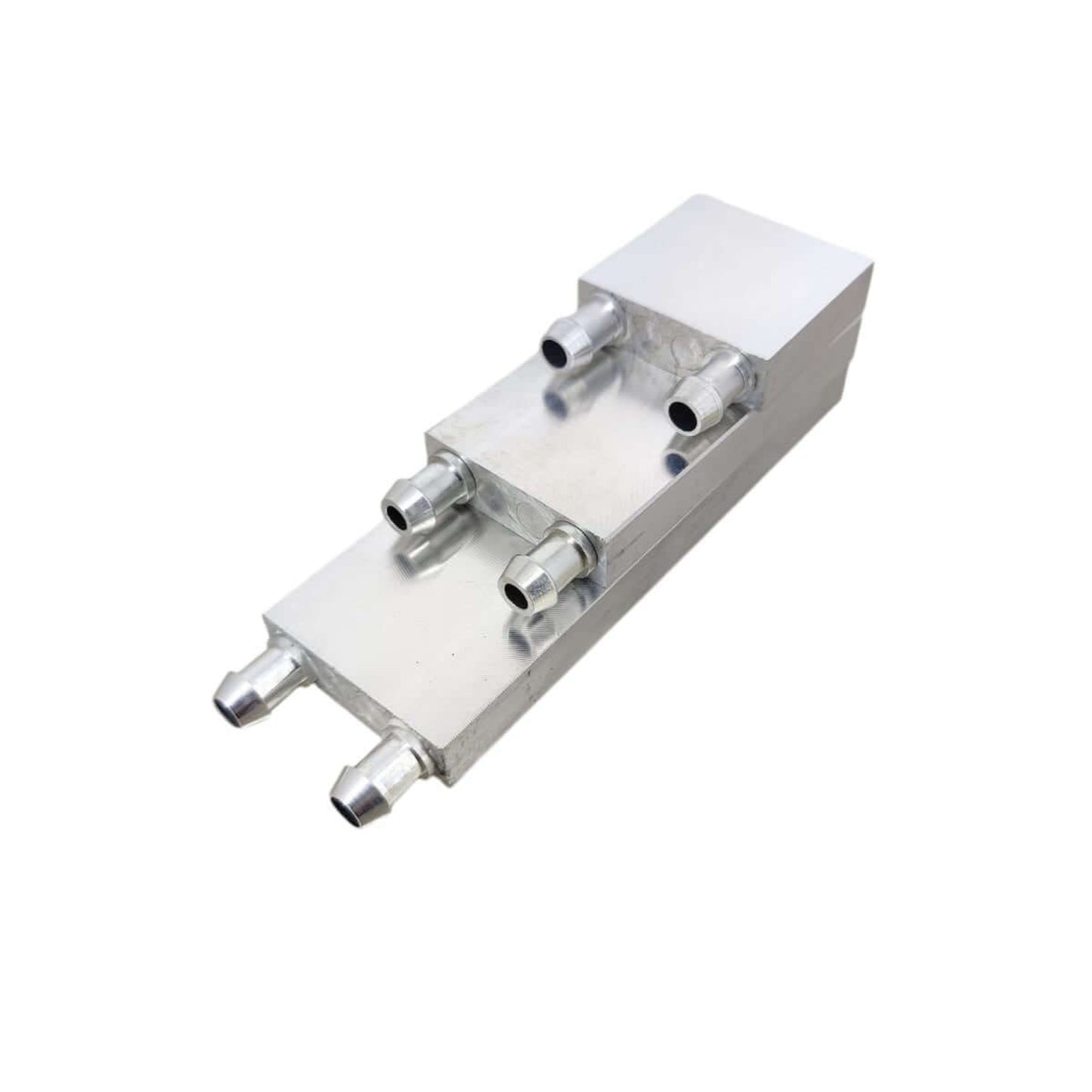 Aluminum water cooling block for CPU, GPU, and industrial applications, designed for efficient heat dissipation.