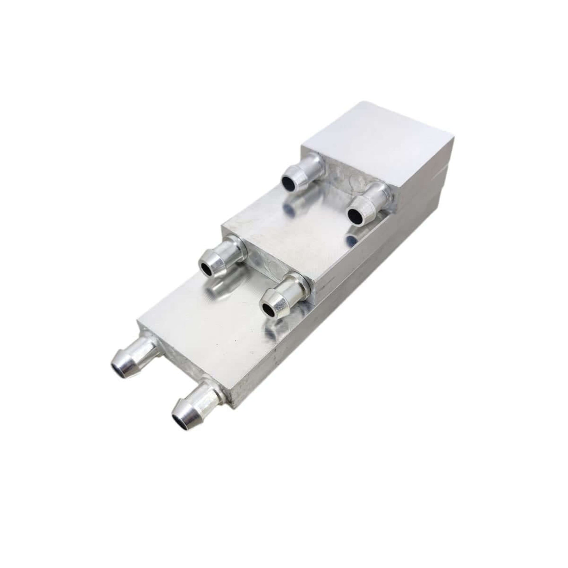 Aluminum water cooling block for CPU, GPU, and industrial applications, designed for efficient heat dissipation.