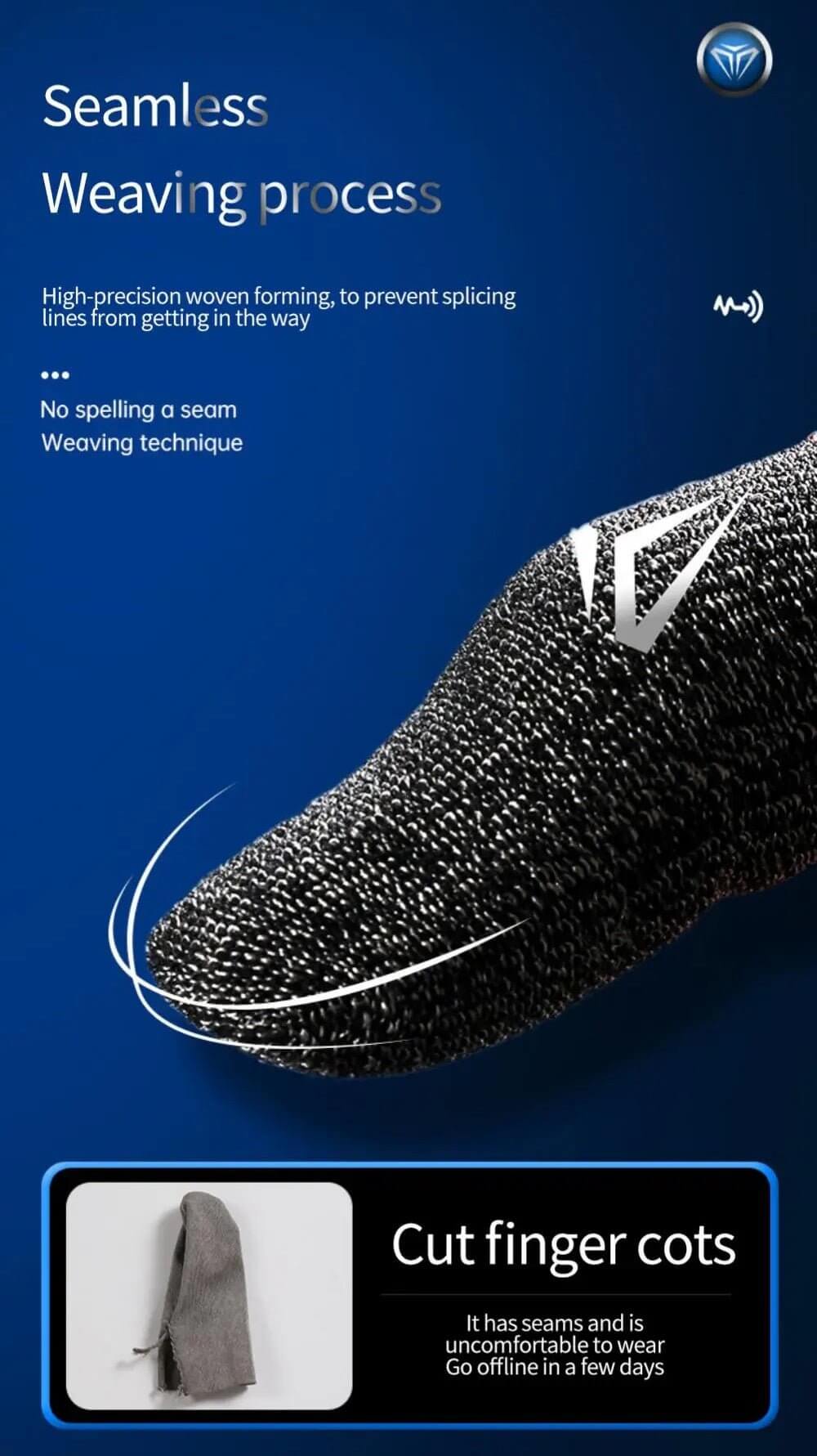 Seamless weaving process for mobile gaming finger sleeves showcasing high-precision construction and comfort.