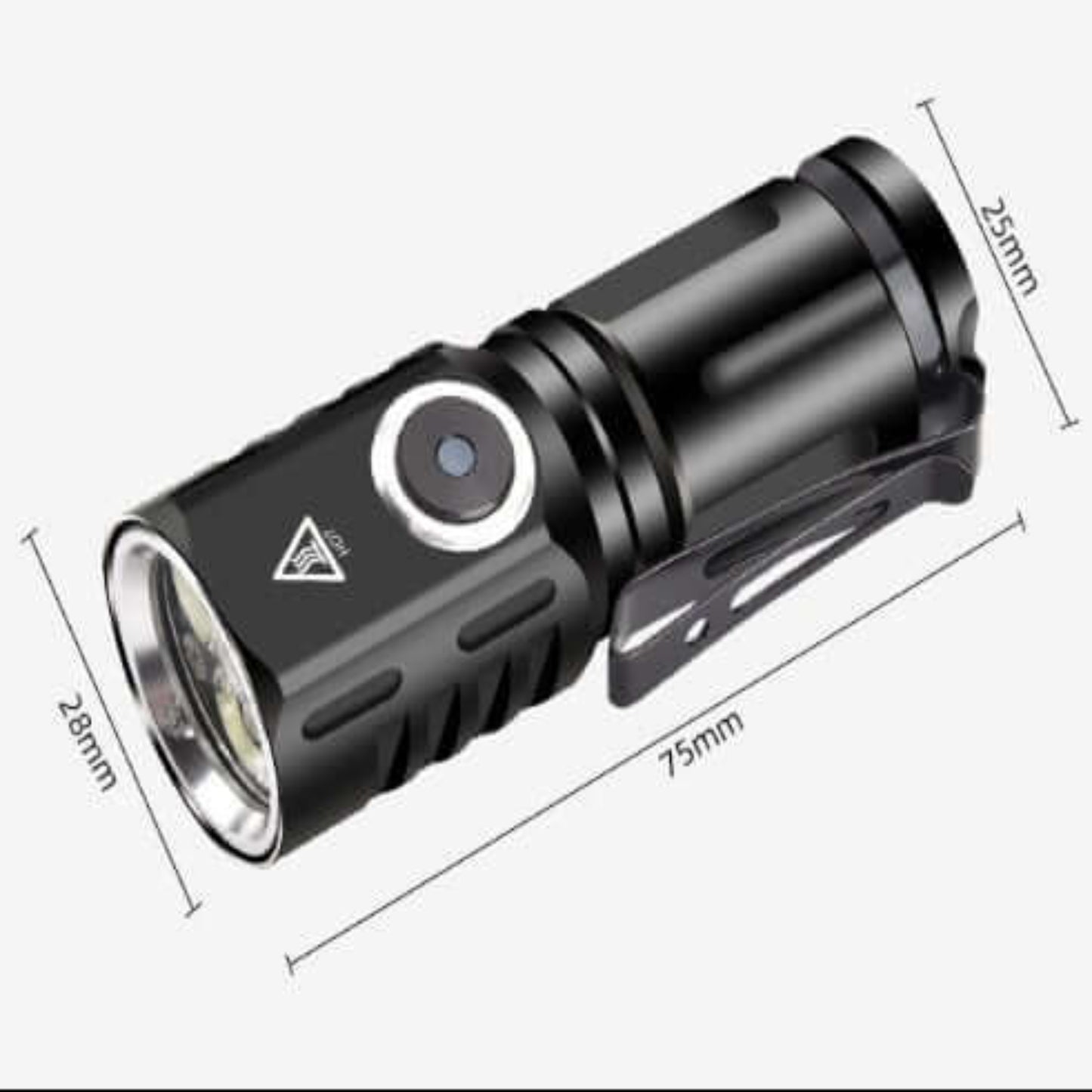 High Power Compact Flashlight - 15W Strong Beam, Rechargeable with compact design and dimensions.