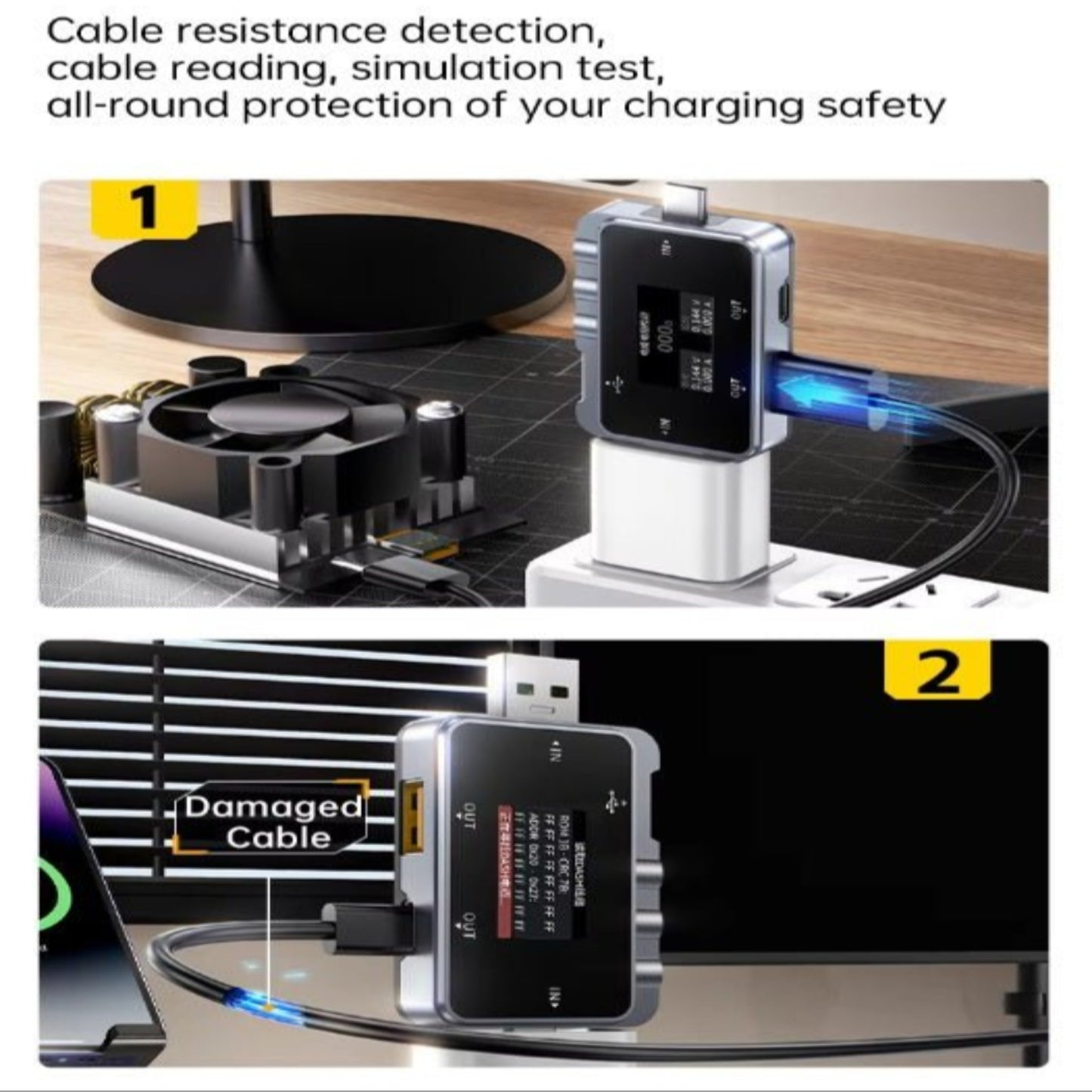 Cable testing made easy with FNIRSI FNAC-28 showcasing cable detection and safety testing features.