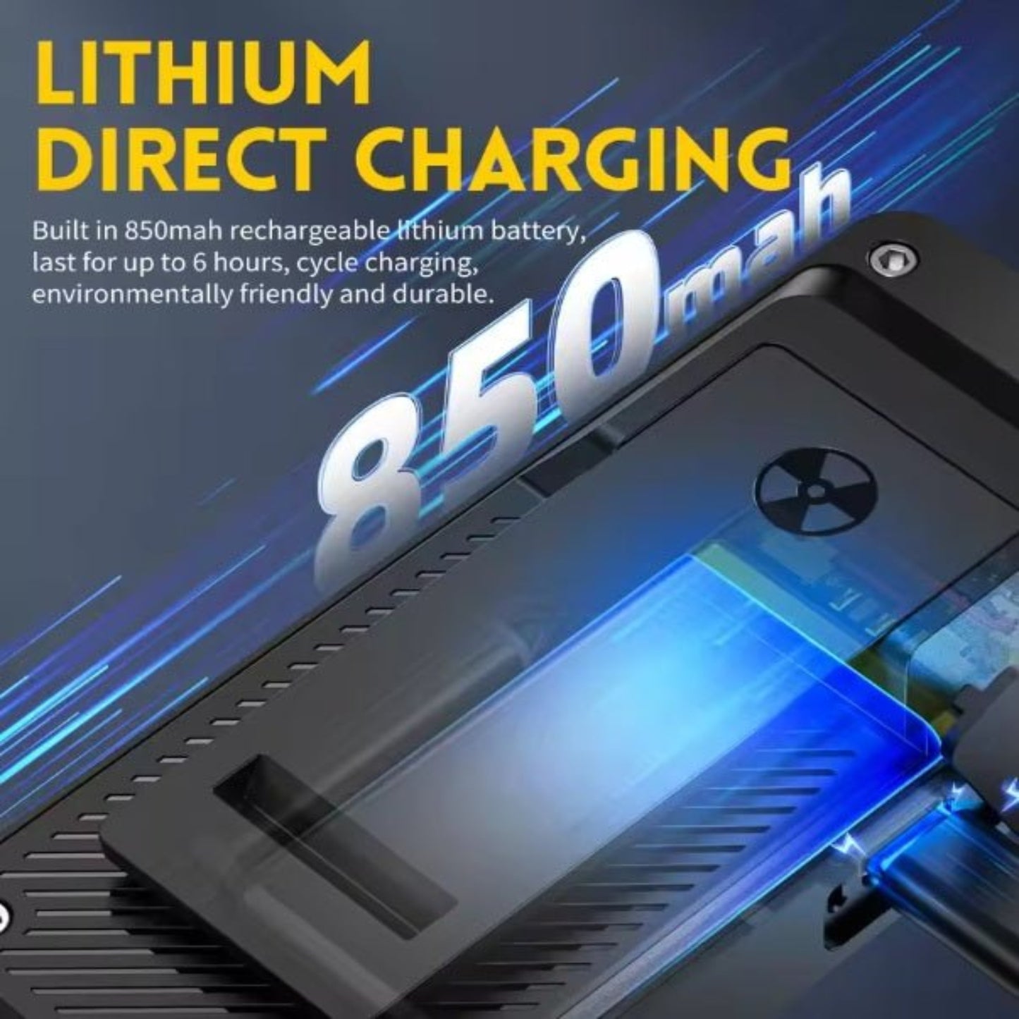FNIRSI GC-02 features 850mAh rechargeable lithium battery for direct charging, offering 6 hours of runtime.