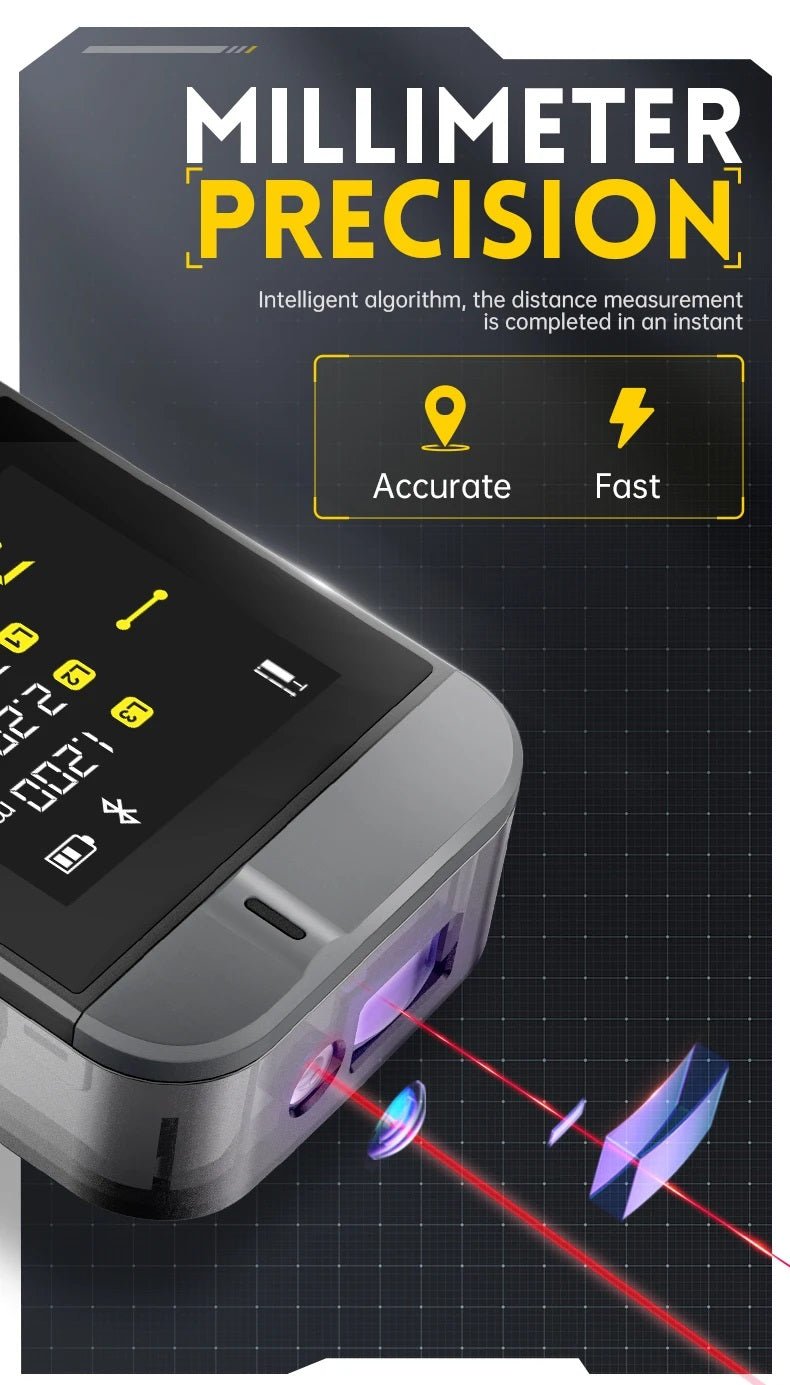 FNIRSI IR40 Smart Laser Rangefinder highlighting millimeter precision for fast and accurate distance measurements.