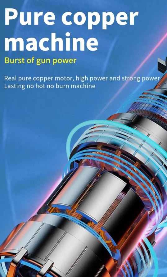 Close-up of a pure copper machine showcasing high power motor technology and innovative design.