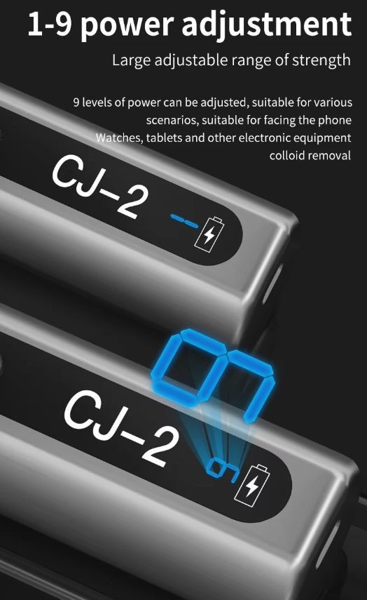 Integrated Glue Remover with adjustable power levels 1-9 for efficient mobile phone repair and adhesive removal.