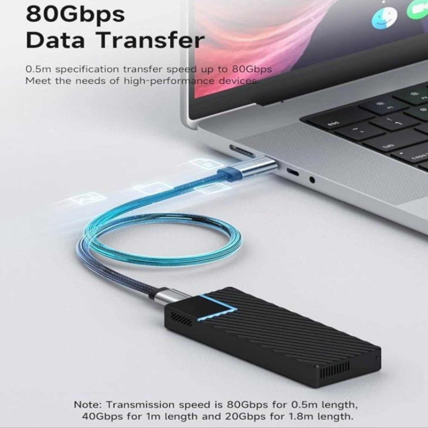 Hagibis USB4 V2 cable showcasing 80Gbps data transfer speed for high-performance devices.