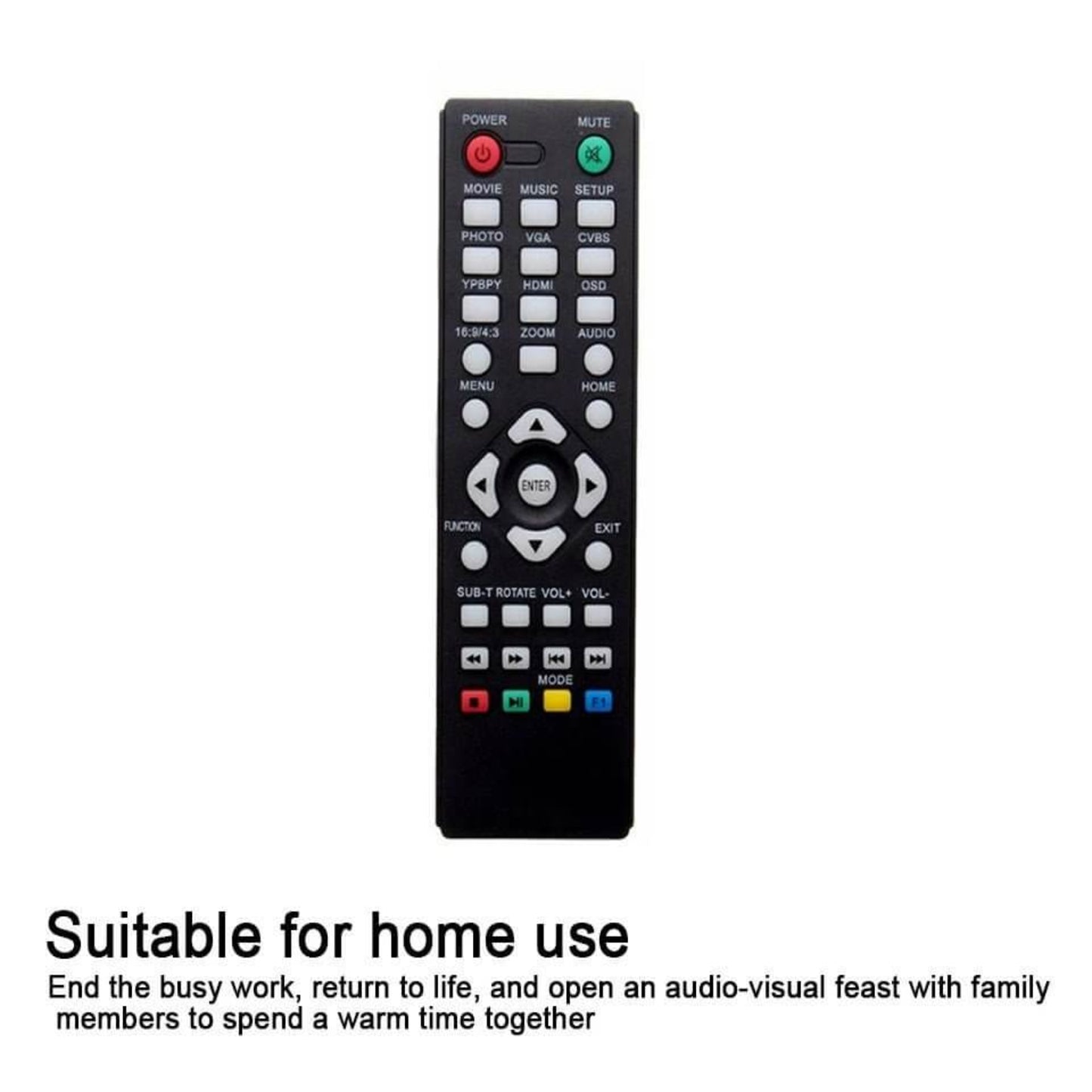 Home media remote control with TV display, perfect for family entertainment and easy access to digital content.