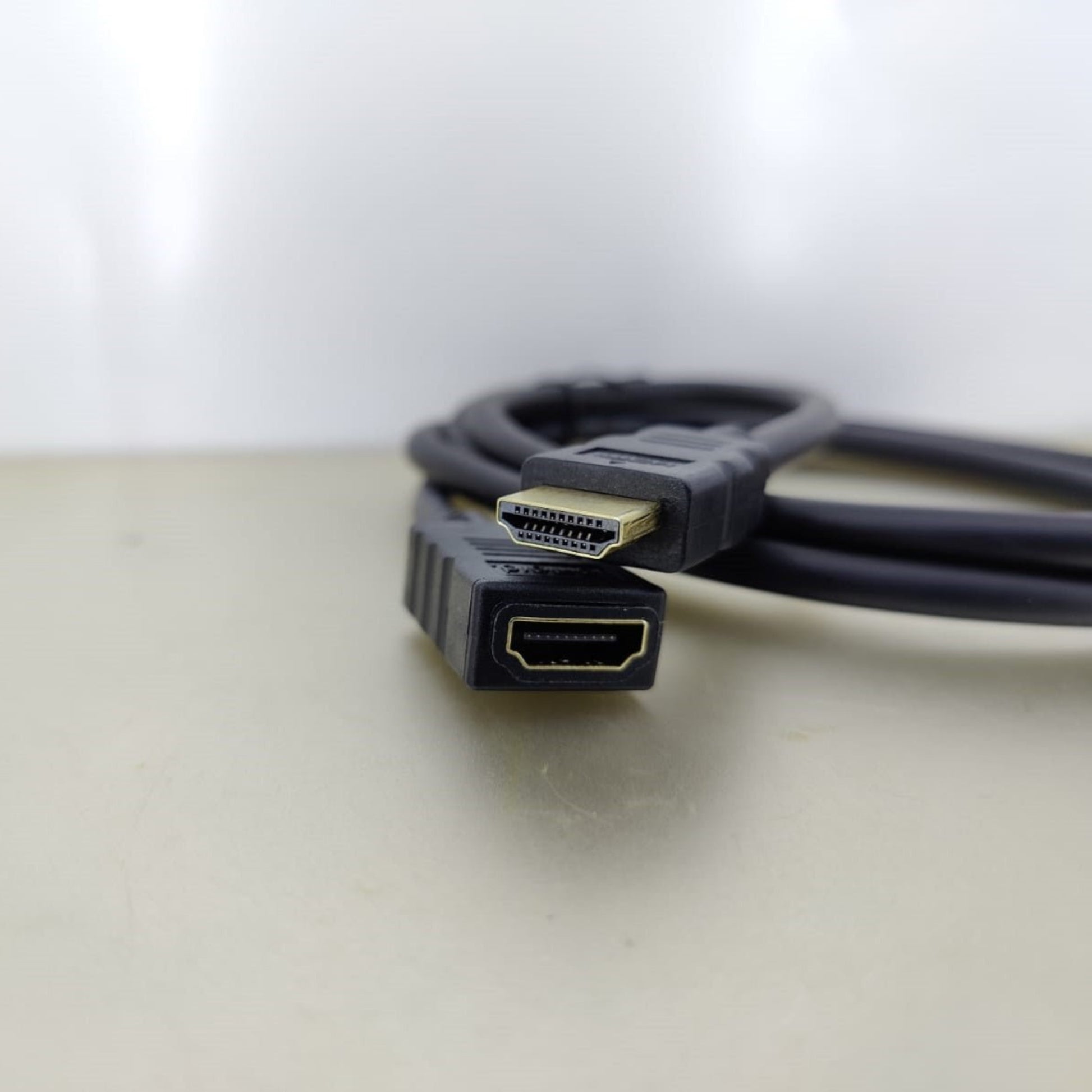 Close-up of a 4K HDMI 2.0 extension cable, male and female connectors showcasing high-quality design.