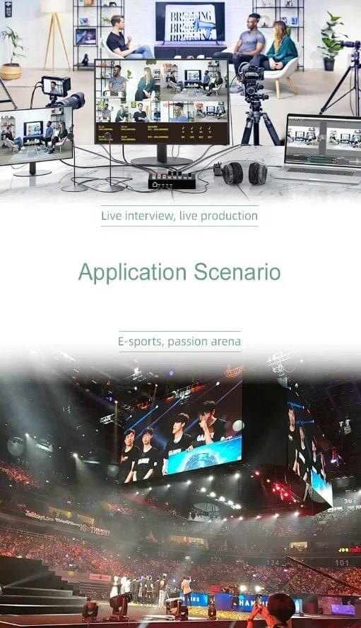 4-channel HDMI live stream switcher application in interviews and esports events.