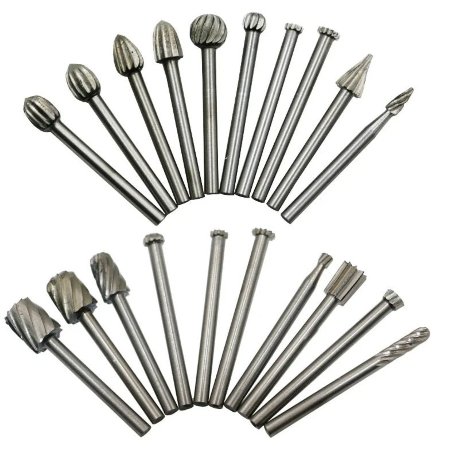 A set of versatile high-speed steel rotary milling cutters and burrs for fine engraving.