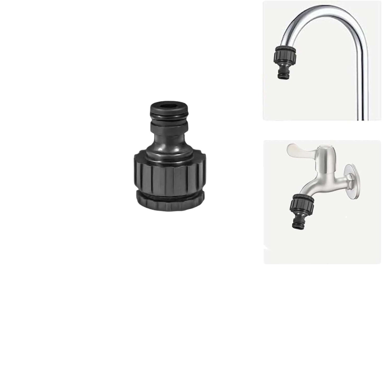 Garden outdoor hose tap connector 3/4" and 1/2" adapter for easy hose connection.