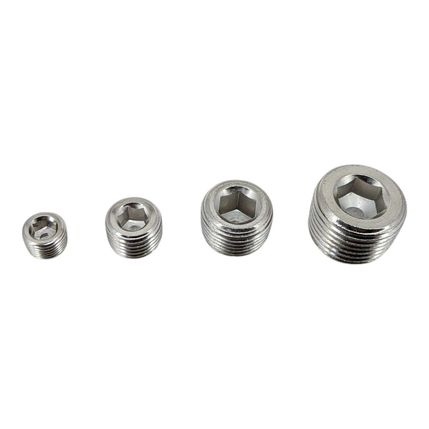 Top-down view of the internal hexagon drive on the blanking plugs, allowing for flush, space-saving installation using an Allen key.