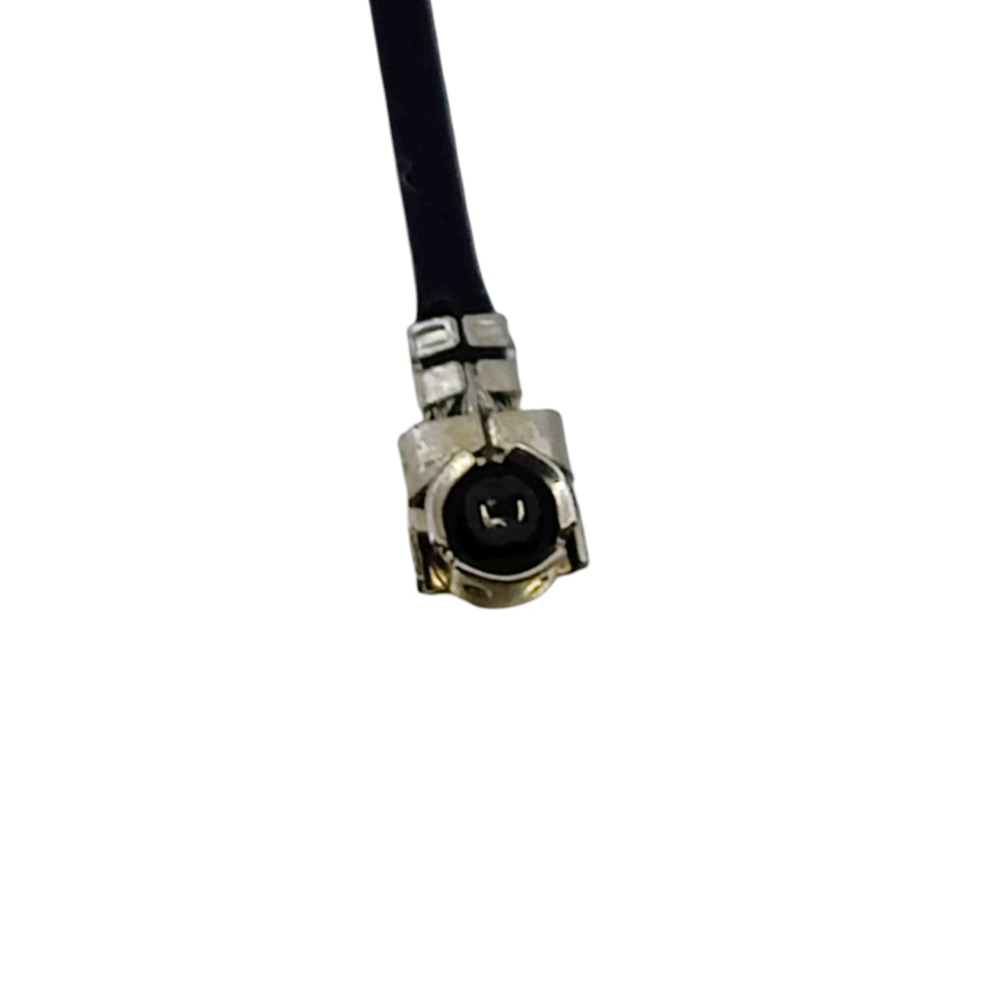 Detailed view of the IPEX U.FL micro RF coaxial connector used for ESP32 and WiFi module antennas.