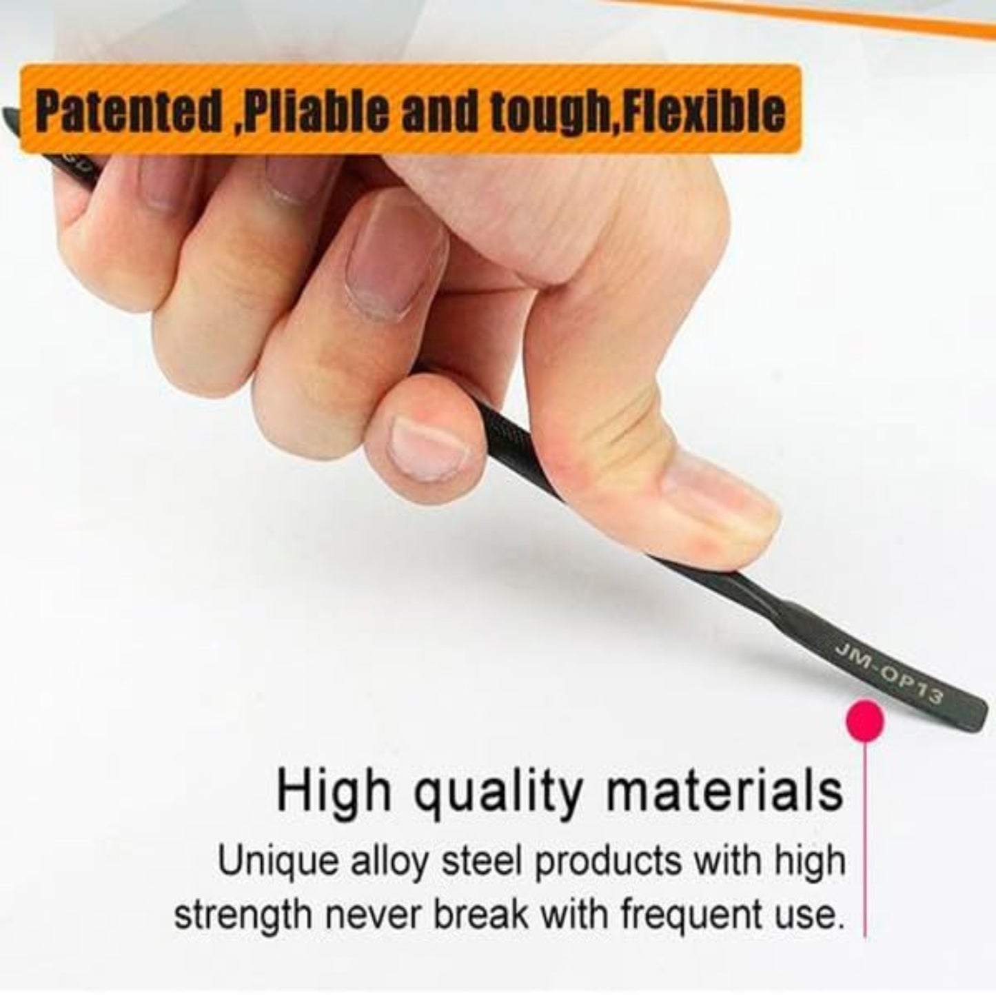High-quality JM-OP13 alloy steel opener tool, pliable and durable, perfect for disassembling phones and laptops.