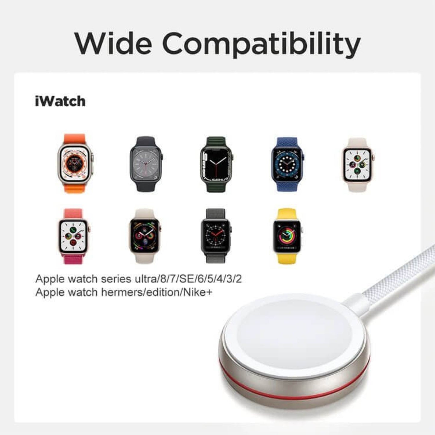 Wide compatibility of JOYROOM charging cable for all Apple Watch series models.