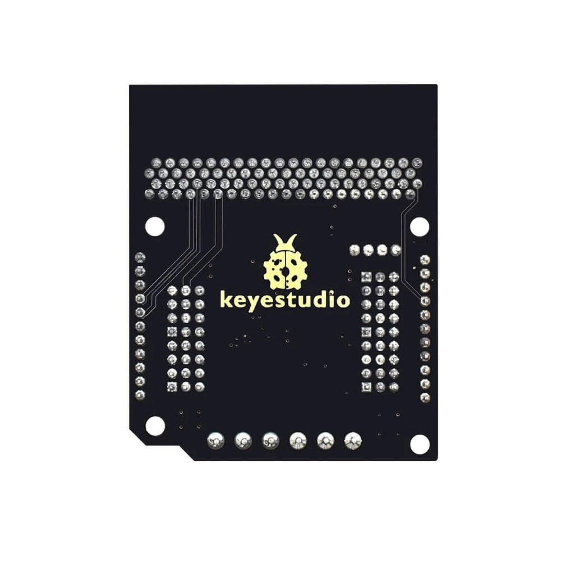 Keyestudio Micro Bit DRV8833 Motor Driver Expansion Board front view with pins and logo.