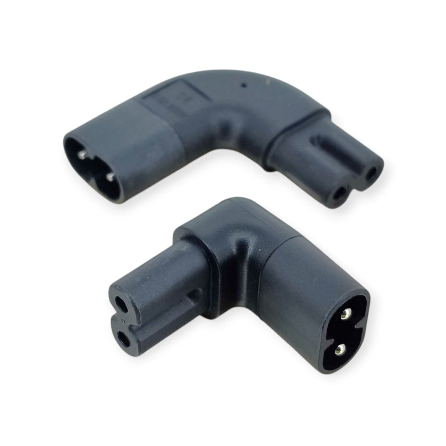 Two side-angled C7 to C8 power adapters, showing both left and right-angle orientations.