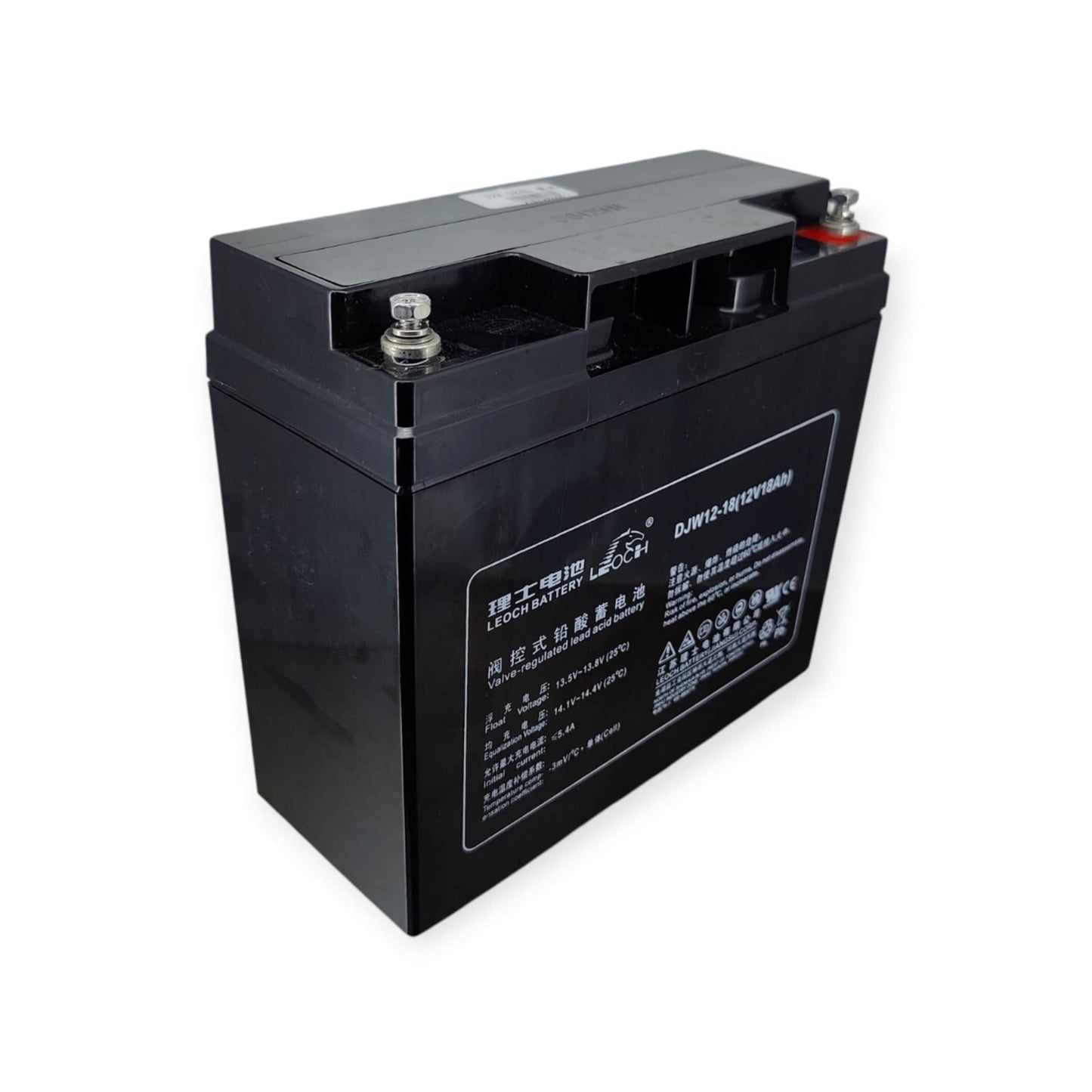 Leoch DJW12-18 12V 18Ah SLA rechargeable battery for emergency lighting, medical equipment, and electric vehicles.