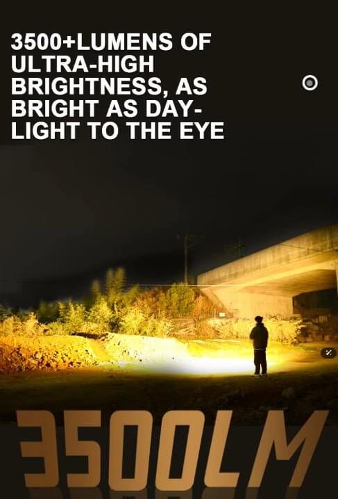 3500 lumens portable LED camp light illuminating dark outdoor space for camping and emergencies.