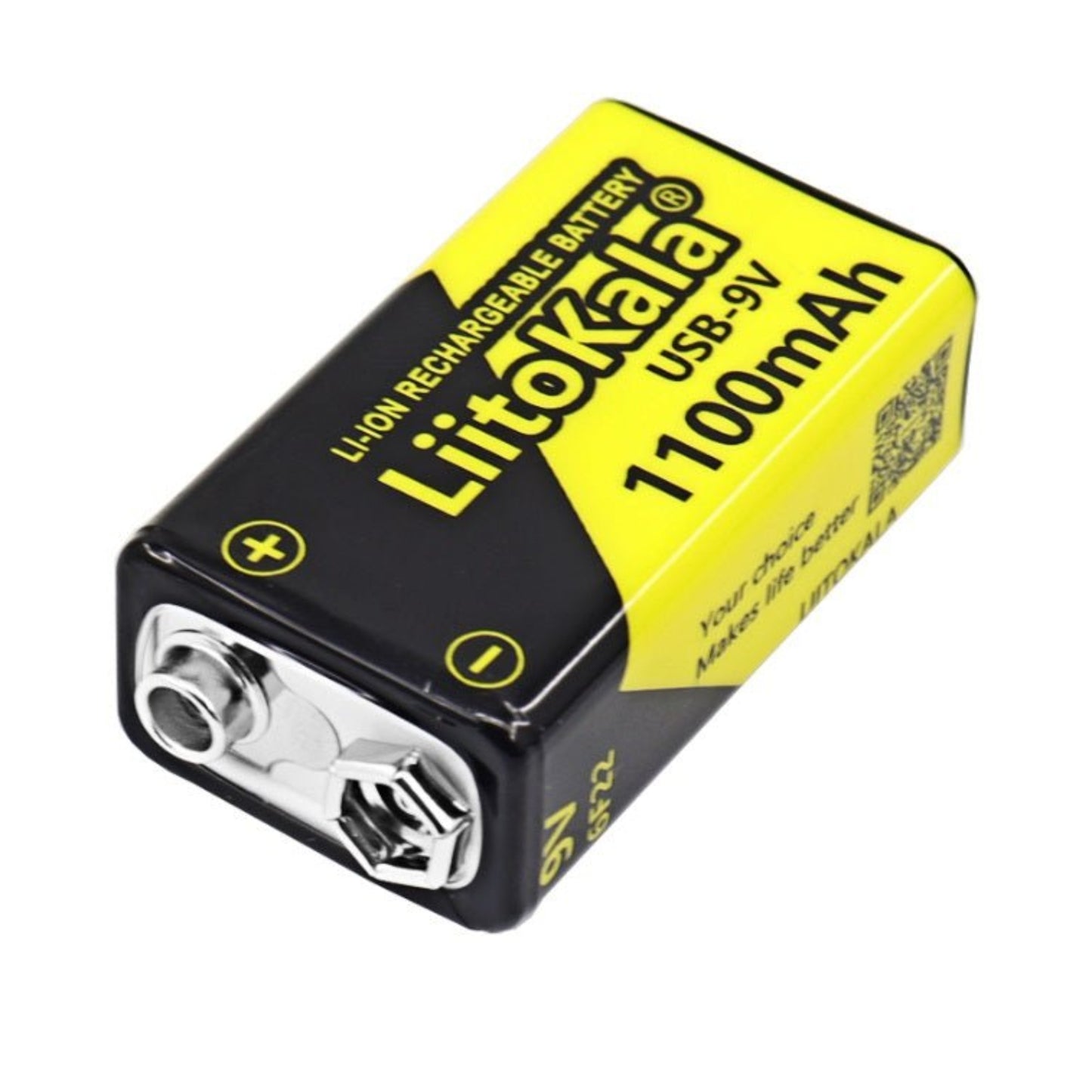 LiitoKala 9V USB-C rechargeable battery, 1100mAh capacity, designed for long-lasting and reliable power.