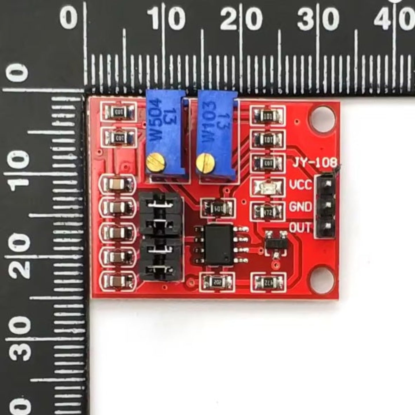 Top view of Signal Generator Module with scale ruler showing compact 31mm size.