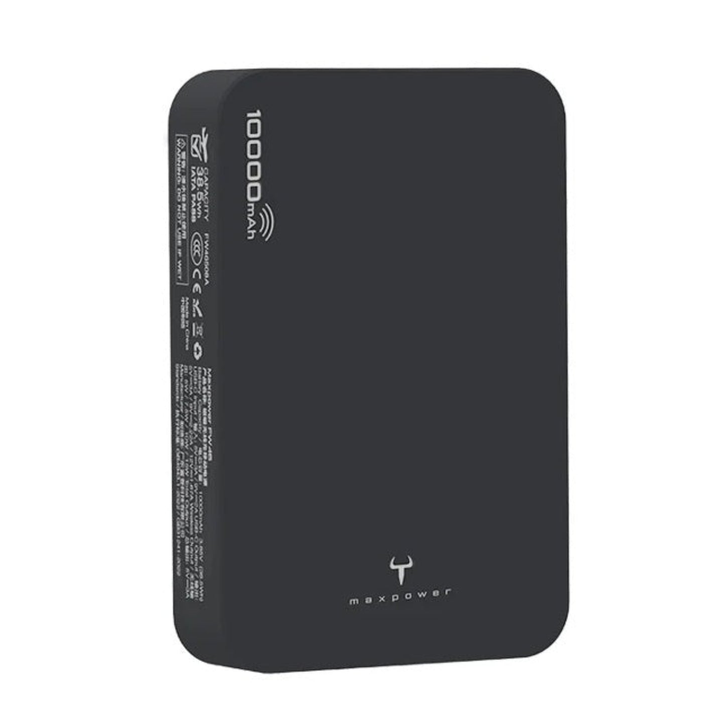 Maxpower FW46 10,000mAh magnetic wireless power bank showing the magnetic charging surface.