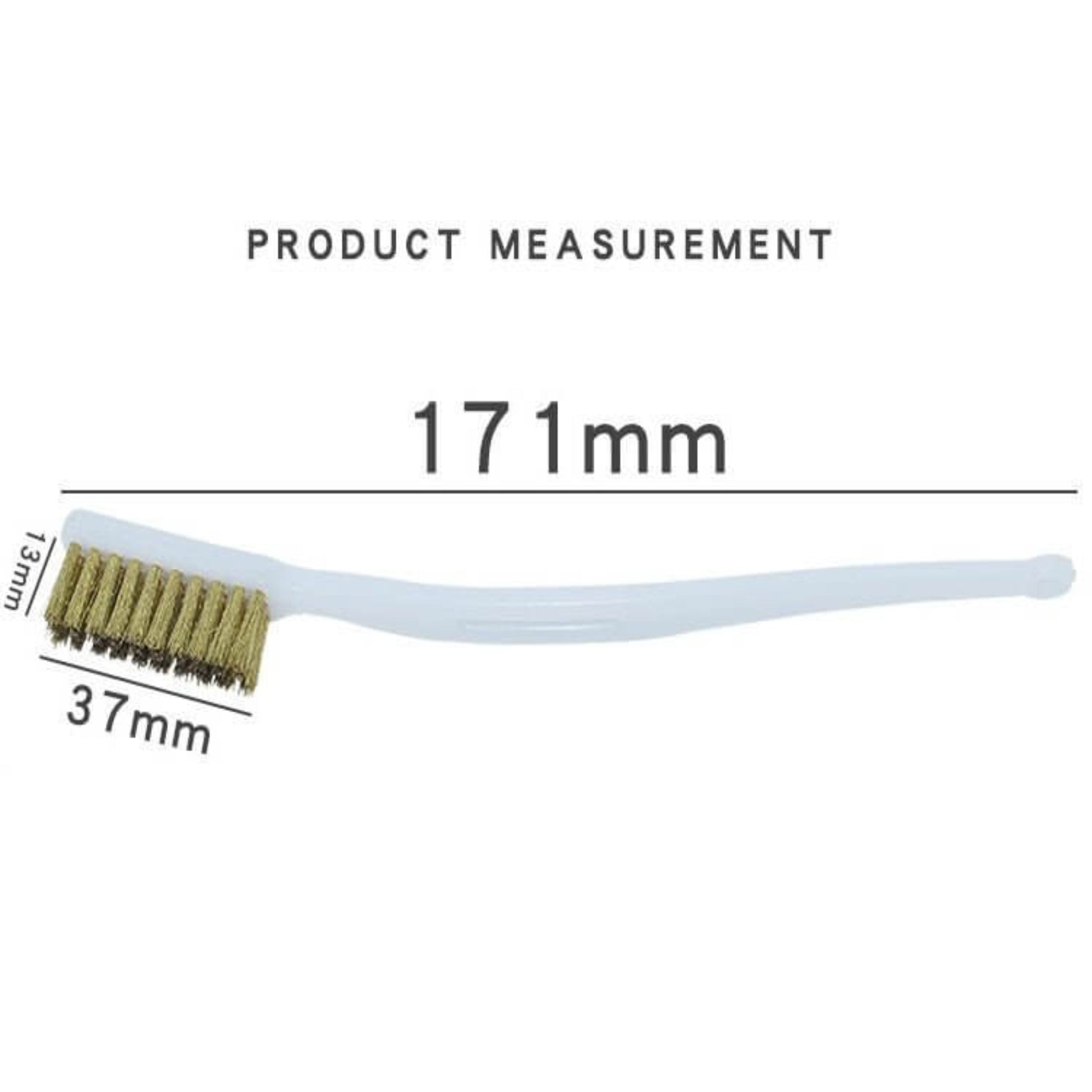 Diagram showing the product measurements of the mini wire brush: 171mm total length.