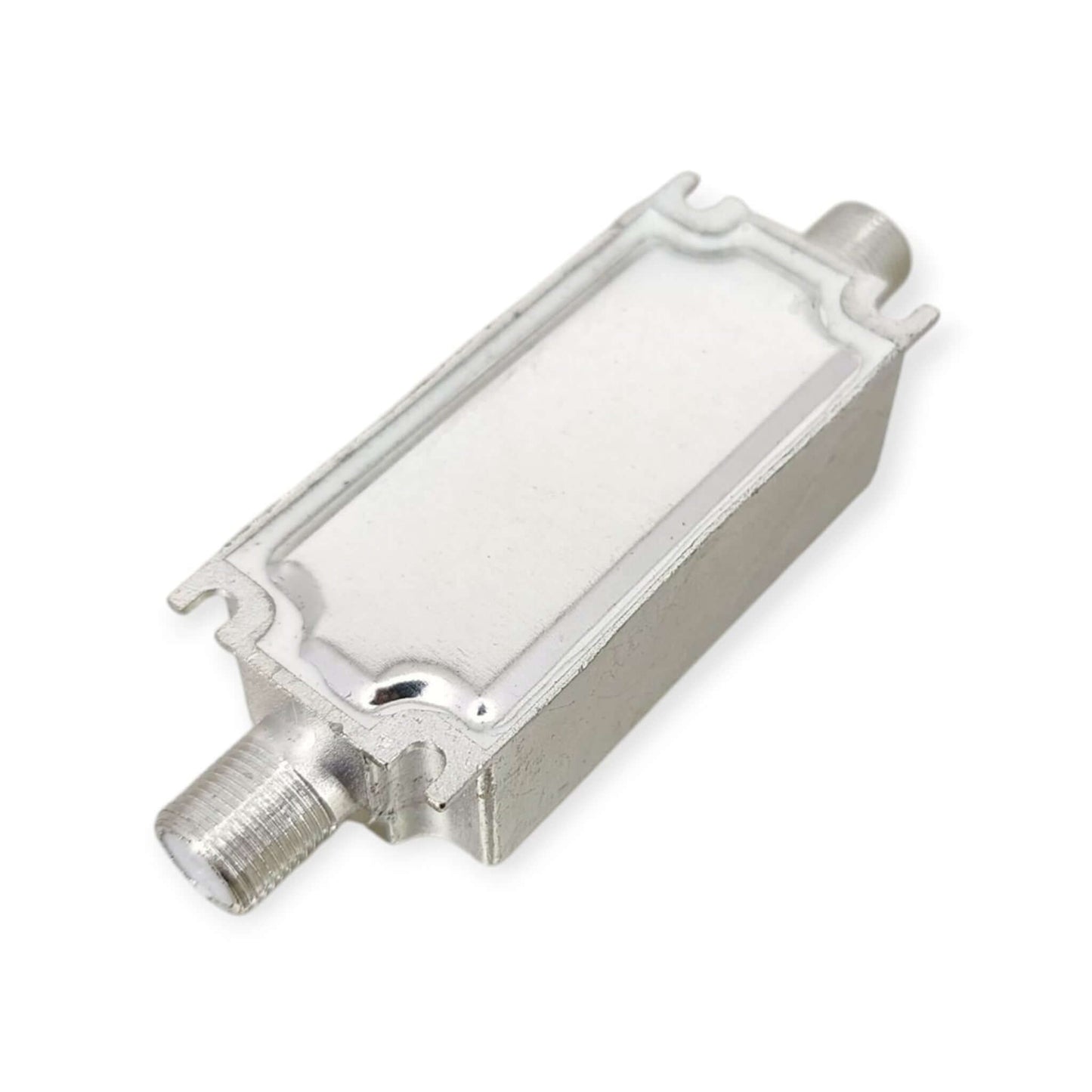 Side profile of the compact and durable metal housing for the 5G TV signal filter.