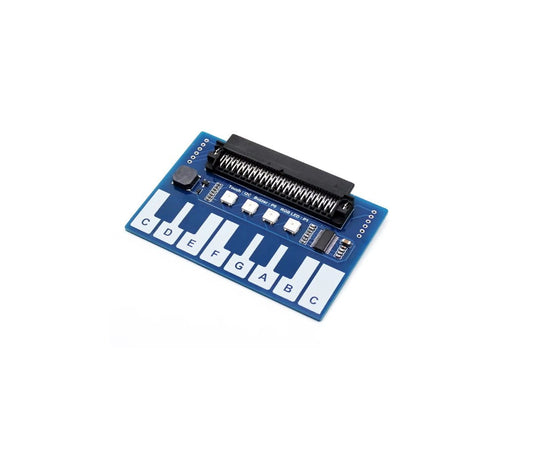 Mini Piano Module for Micro:bit with capacitive touch keys and RGB LEDs, ideal for music projects.