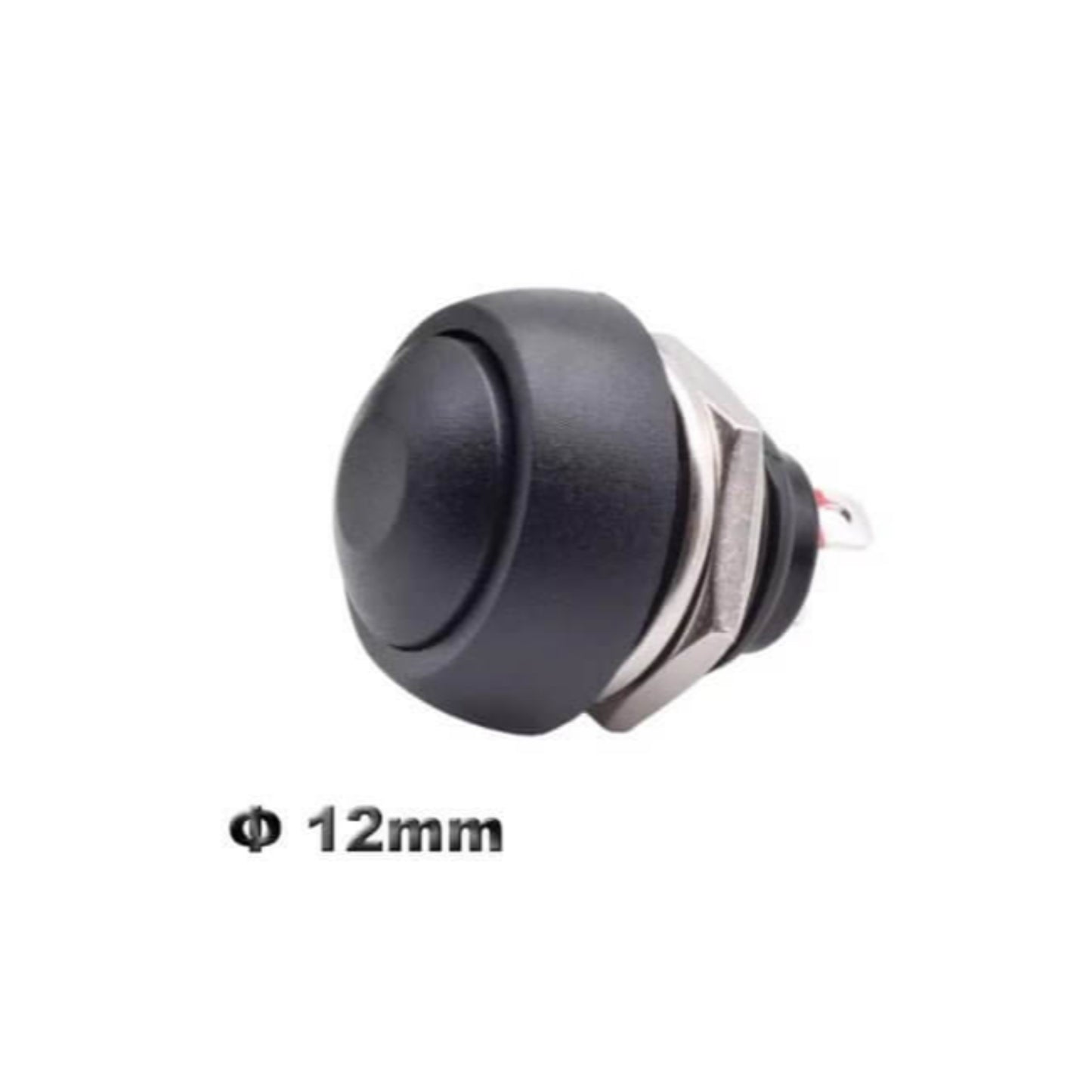 12mm waterproof black push button switch for momentary ON OFF power reset applications.