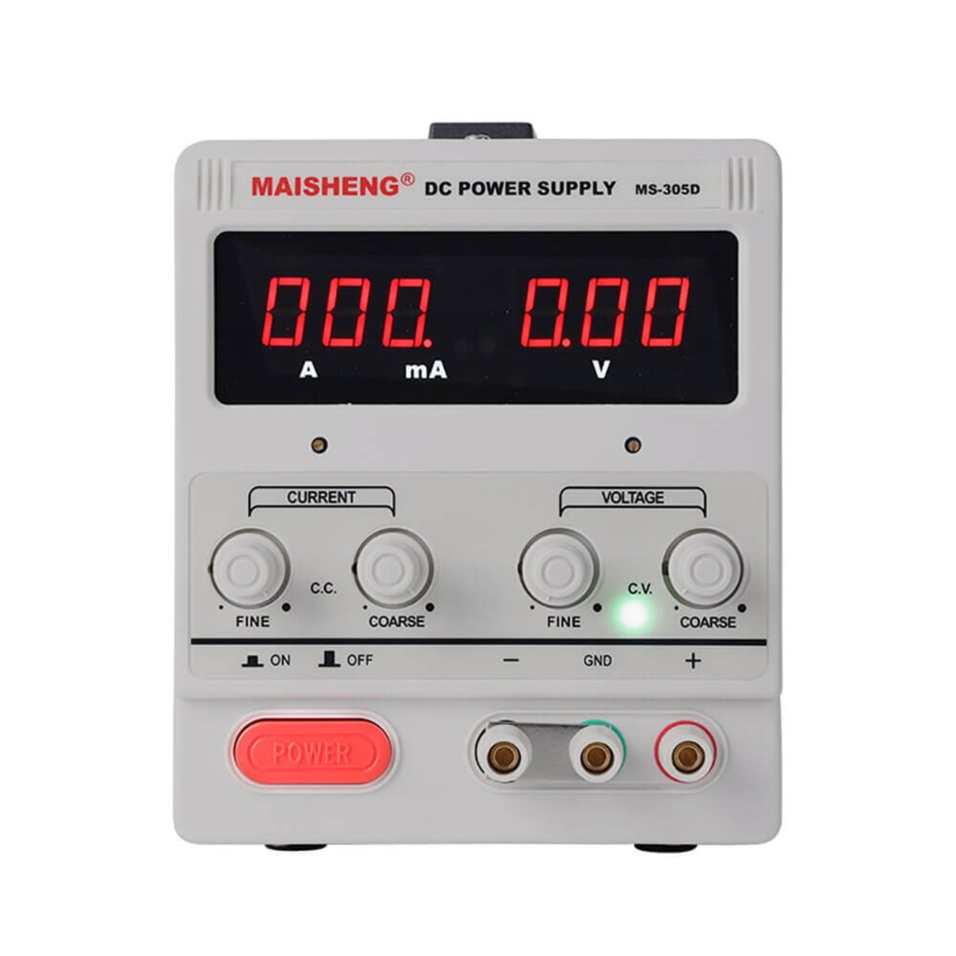 MS-305D Adjustable DC Power Supply with LED display for precise voltage and current control in professional lab settings.