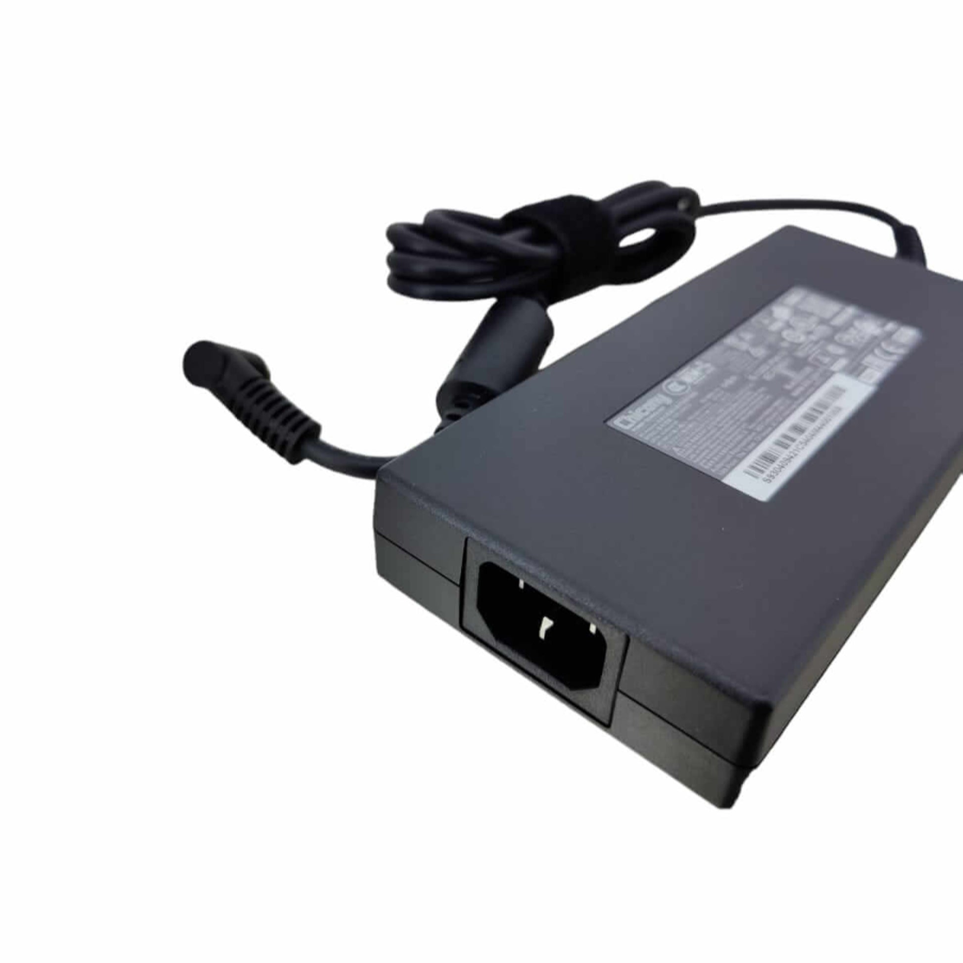 Power input port on the MSI 20V 12A 240W laptop charger, compatible with standard AC cords.