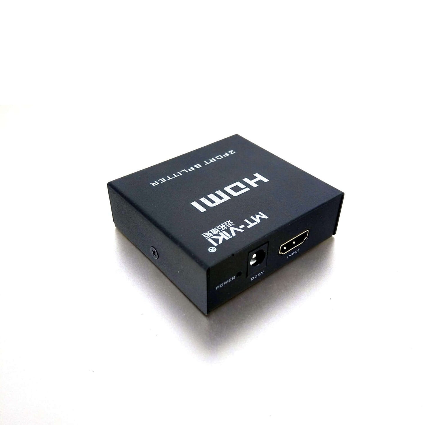 MT-VIKI 2-Port HDMI Splitter 1x2 for duplicating HDMI signal to two screens, powered design.