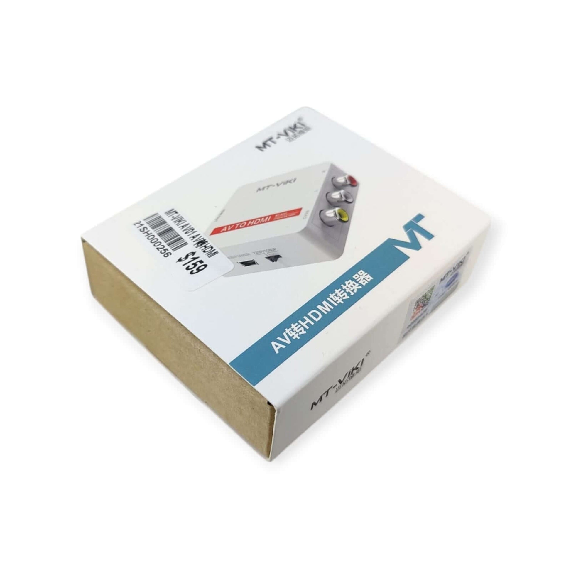 MT-VIKI MT-AH01 AV to HDMI Converter packaging showcasing conversion of analog devices to HDMI.