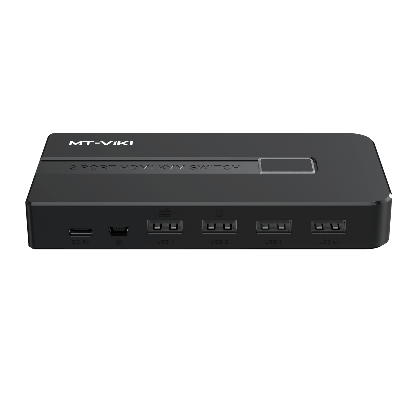 MT-VIKI 2 Port HDMI KVM Switch with USB ports for connecting multiple devices.