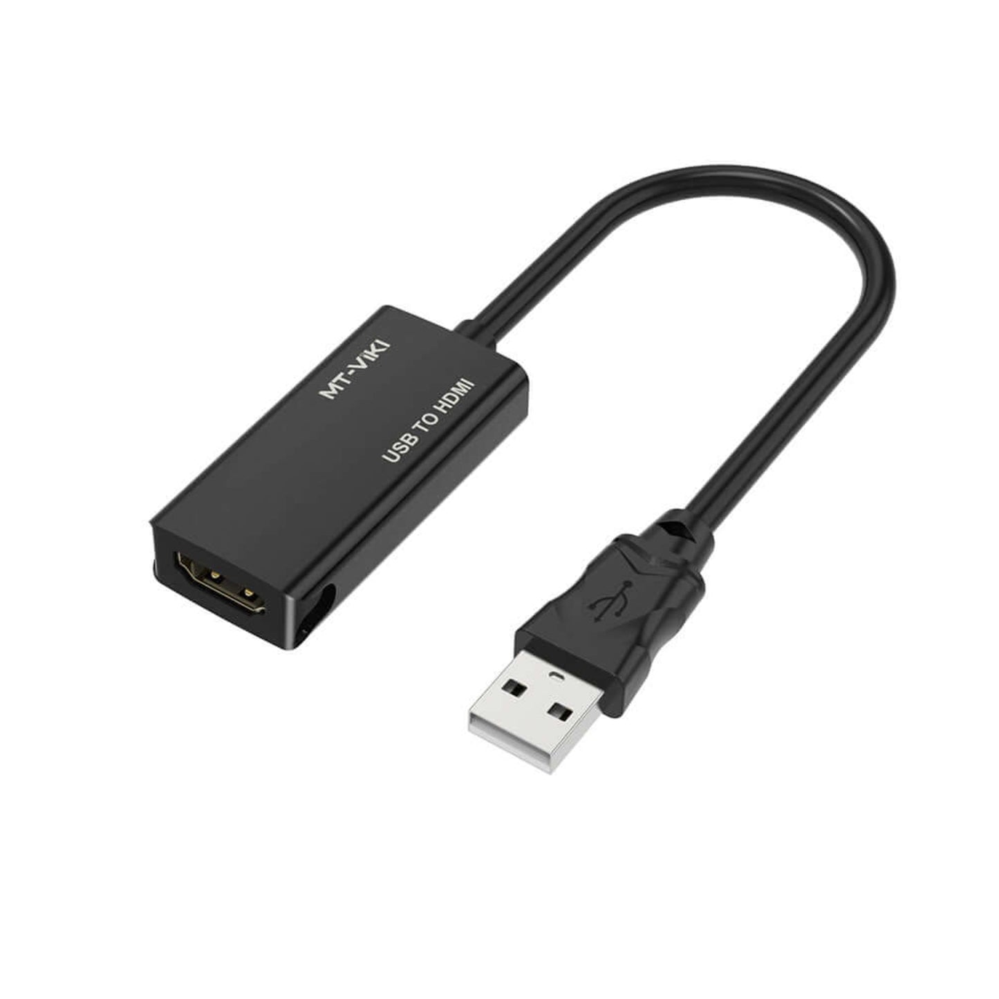 MT-VIKI USB 2.0 to HDMI adapter for connecting devices to HDMI displays. Supports 1080P video output.