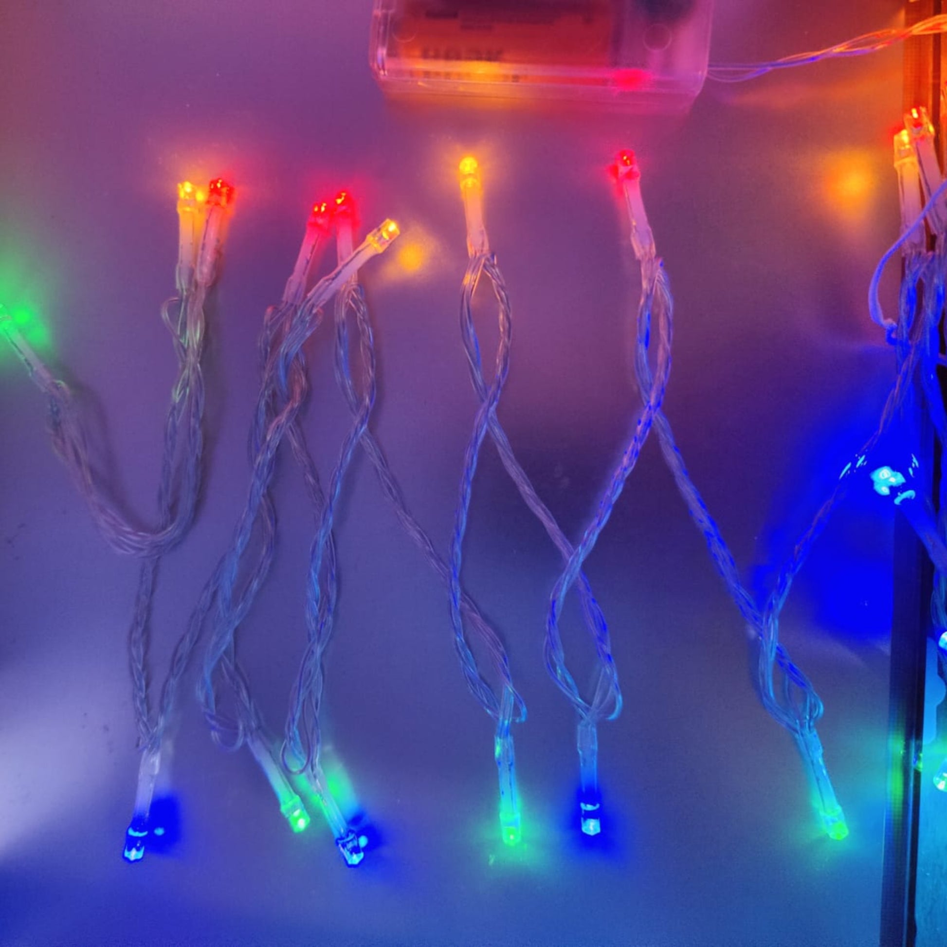 AA battery operated LED string lights in various colors, perfect for holiday parties and festive decorations.