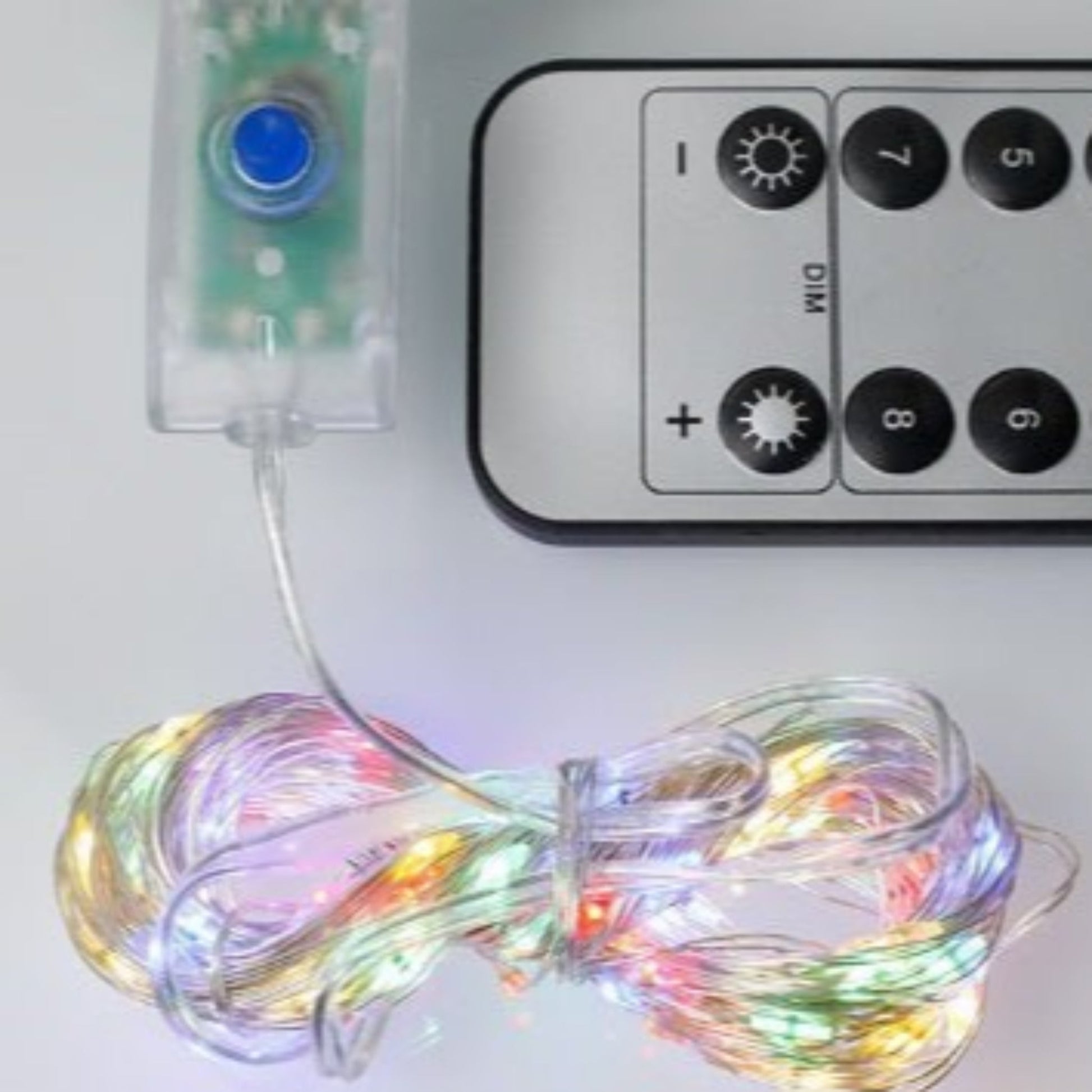 Multicolor USB LED string lights with remote control for festive decoration, featuring 8 modes and waterproof design.