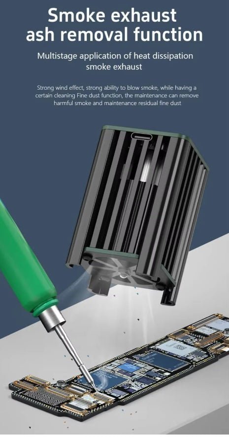 Type-C power cooling fan with smoke exhaust function for effective heat dissipation and dust removal during maintenance.