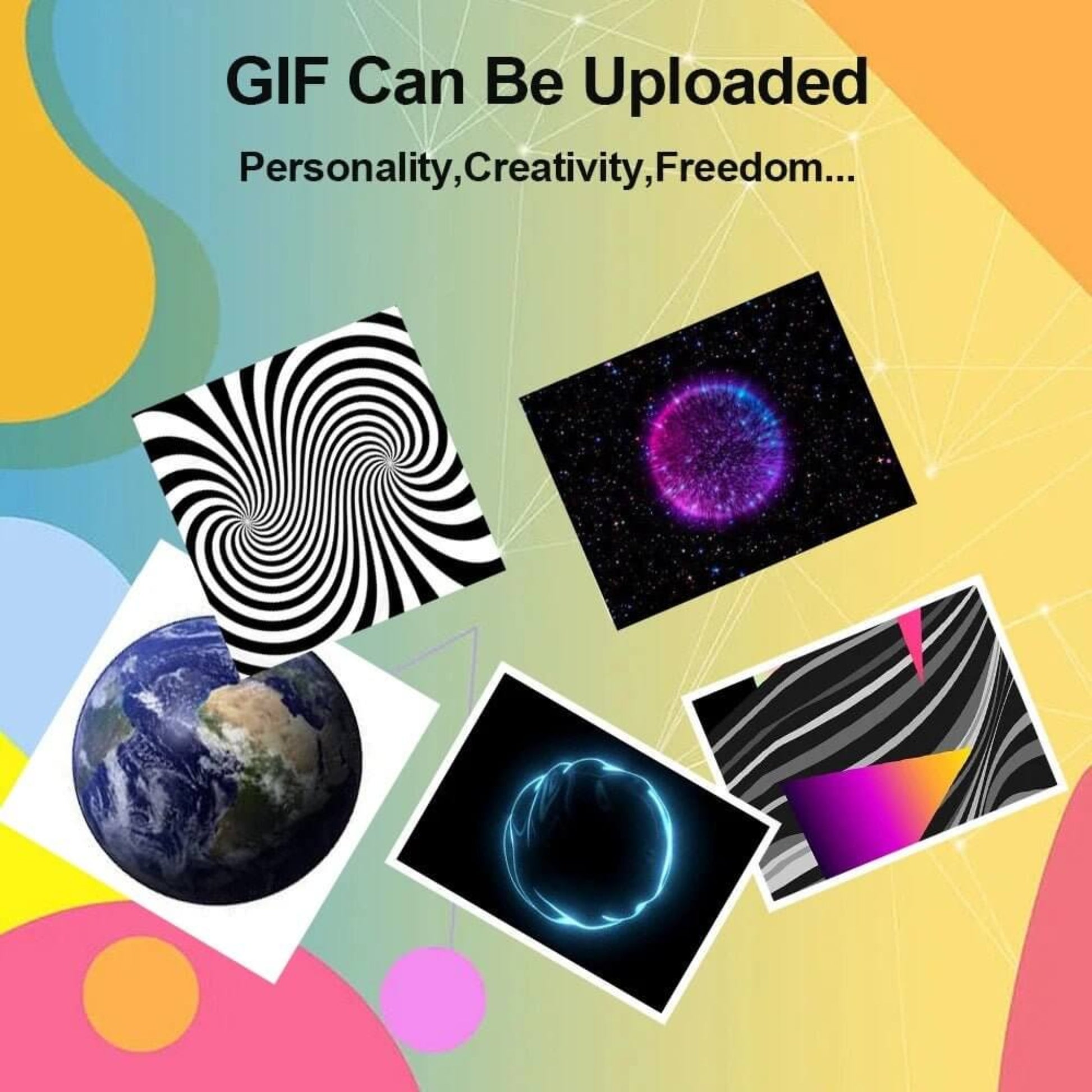 Cyberpunk Nixie tube clock supporting custom GIF upload for personality and creative visual display.