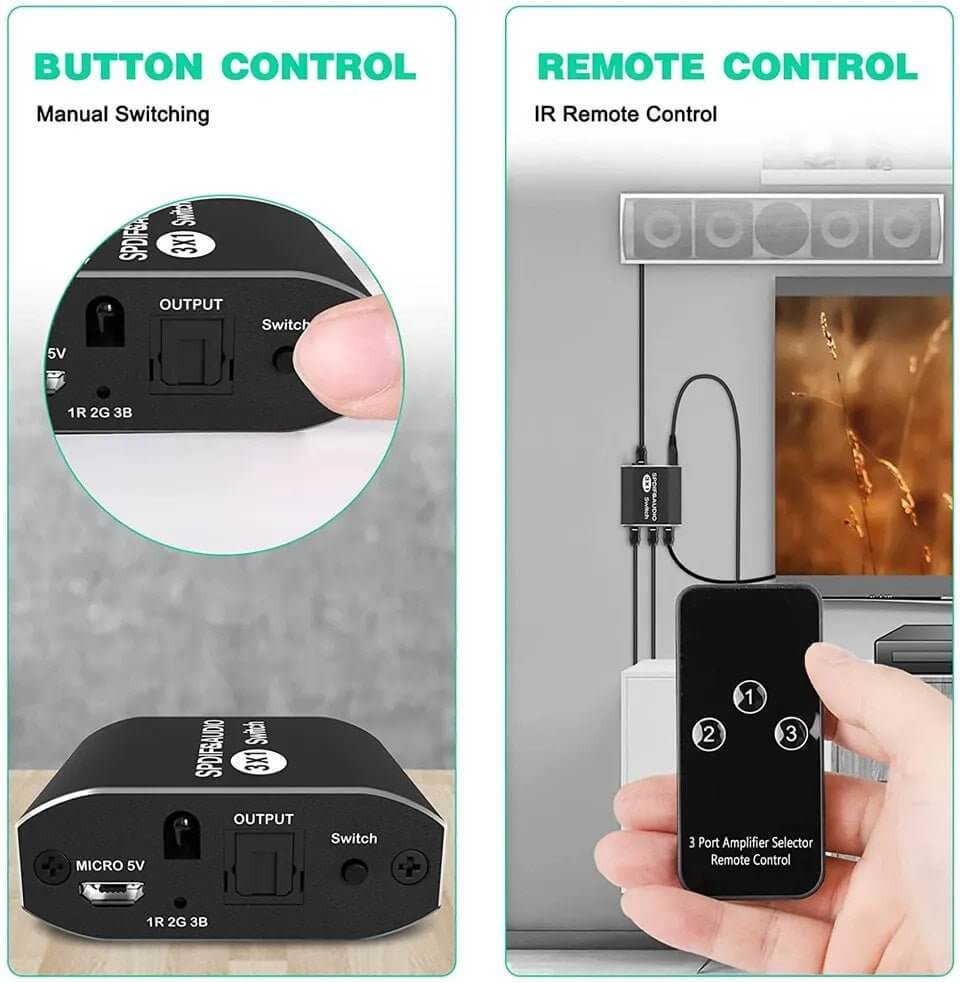 3 - Port Optical Audio Switcher | SPDIF/Toslink Splitter 3 In 1 Out - Sun Cheong Computer Company Limited