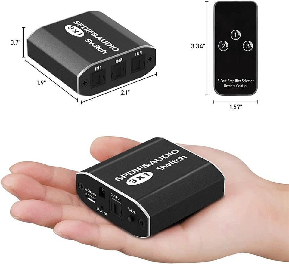 3 - Port Optical Audio Switcher | SPDIF/Toslink Splitter 3 In 1 Out - Sun Cheong Computer Company Limited