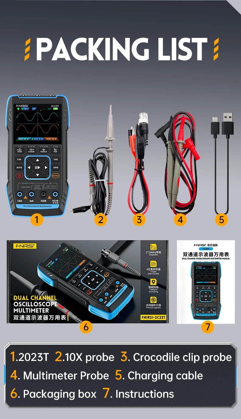 FNIRSI 雙通道示波器萬用表 2C23T