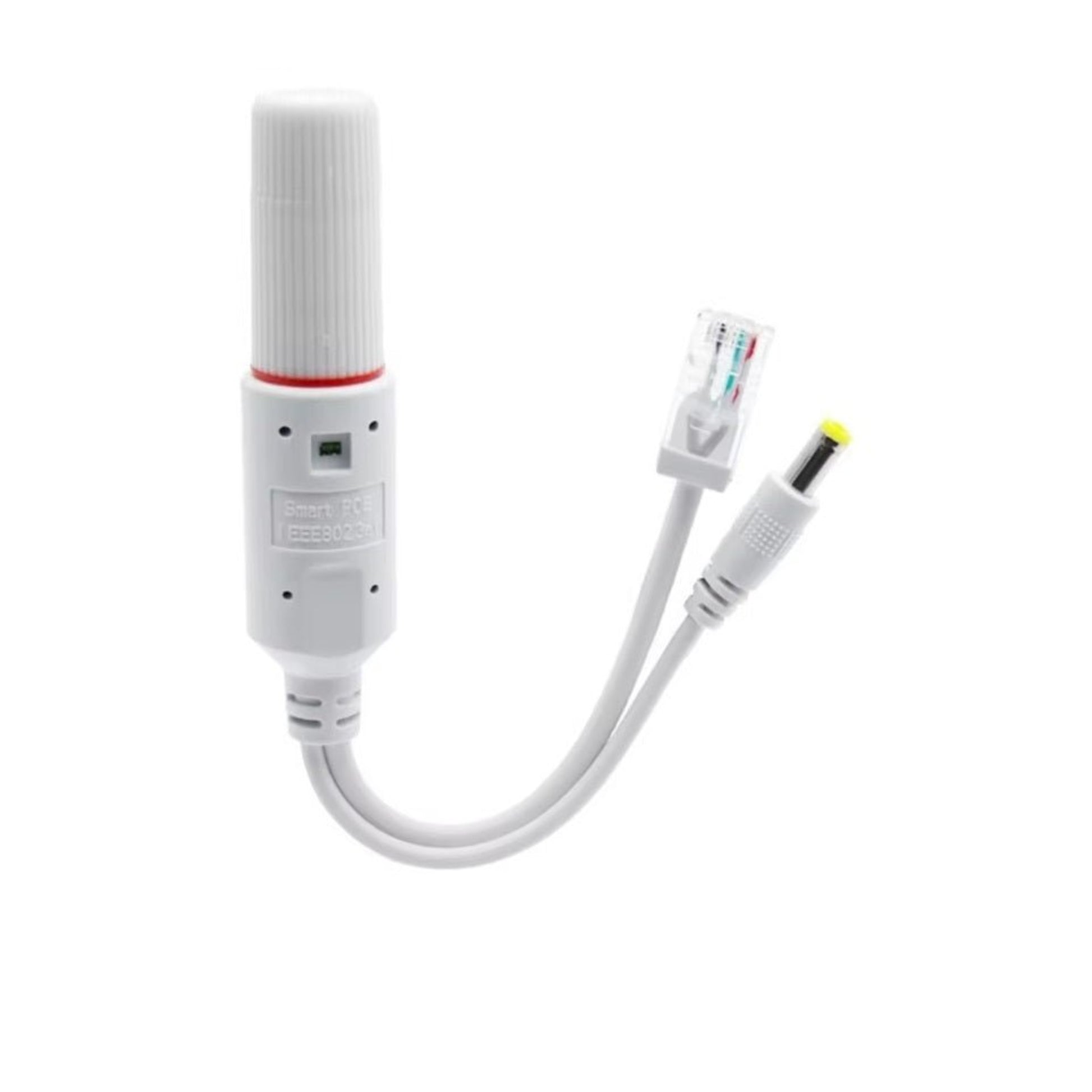 PoE splitter adapter cable for 48V to 12V conversion, ideal for IP cameras and VoIP phones.