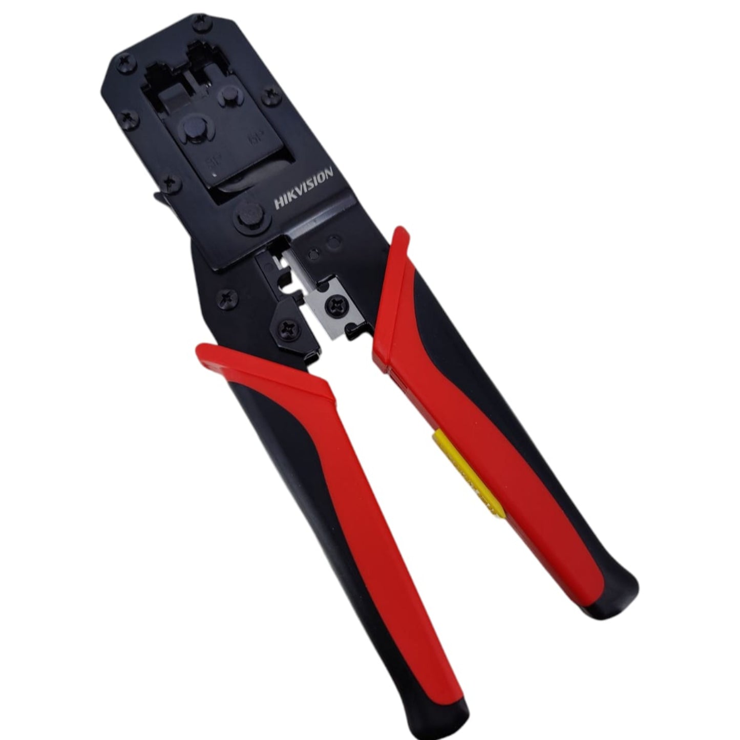 Hikvision network cable crimping pliers for RJ45, CAT5, and CAT6 connectors, ideal for crimping and stripping wires.