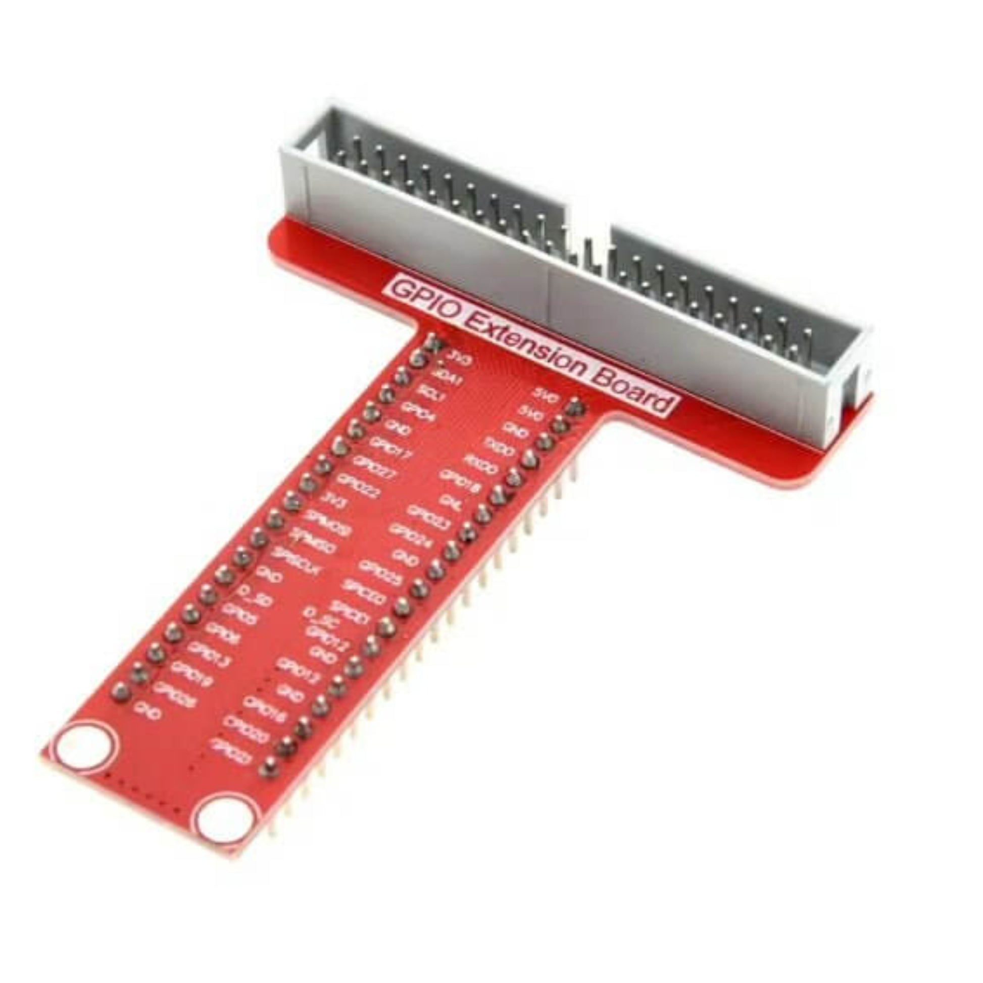 T-Type GPIO Expansion Board for Raspberry Pi 3B+/4B, featuring 40 GPIO pins for easy access and prototyping.