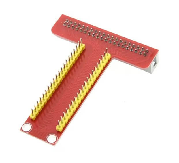 T-Type GPIO expansion board for Raspberry Pi 3B+/4B with 40 GPIO pins for easy prototyping and sensor integration.