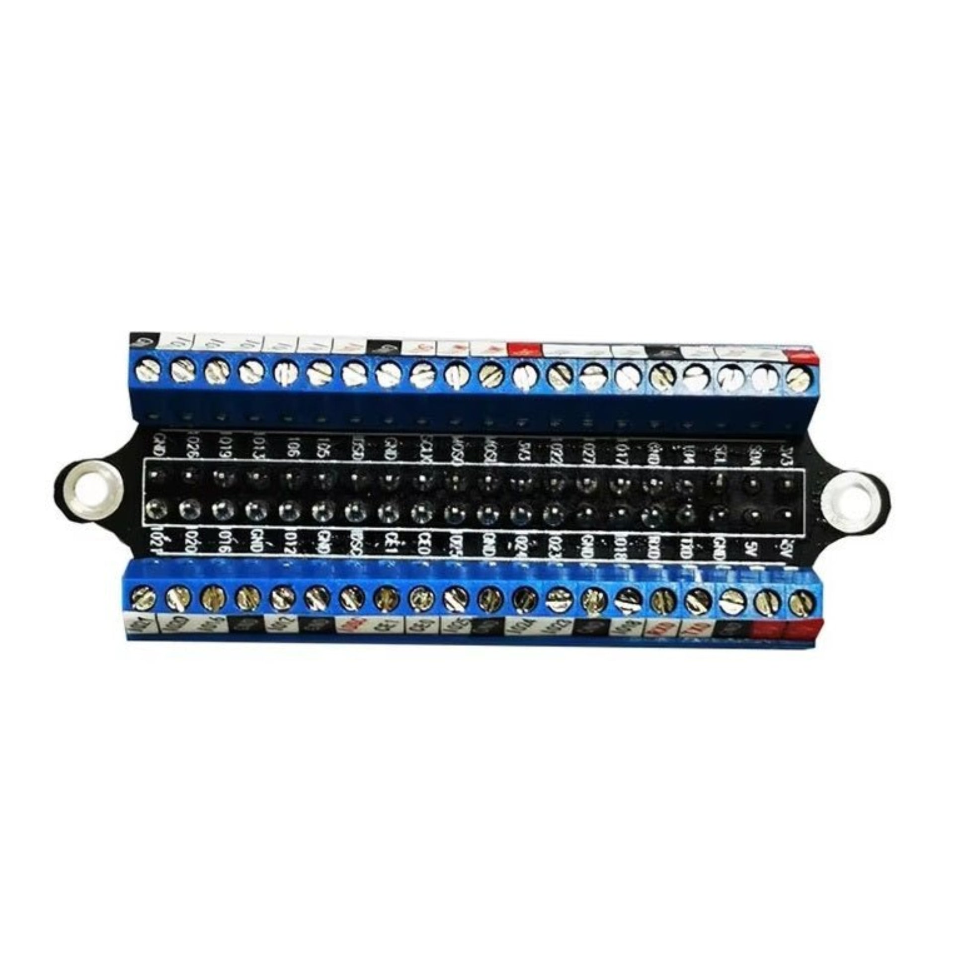 Raspberry Pi 40-pin screw terminal extension board with numbered connection points for easy GPIO expansion.