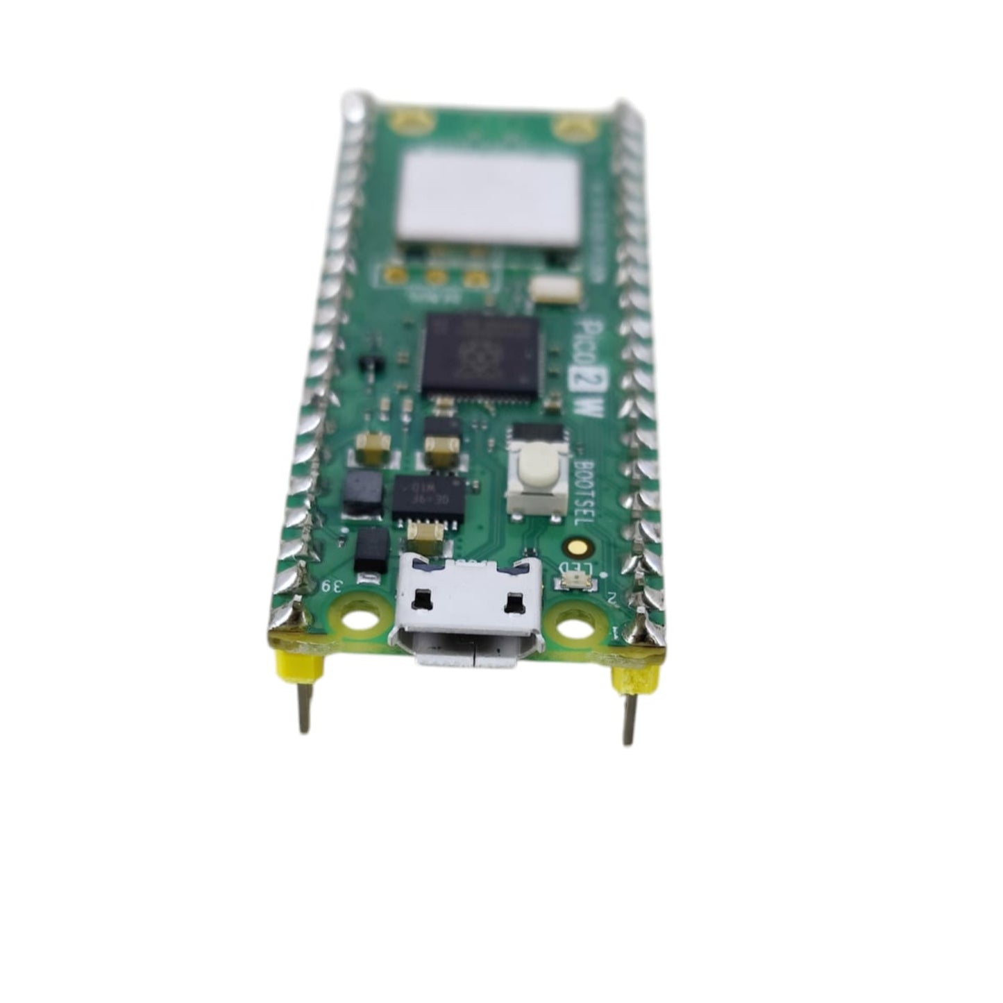 Raspberry Pi Pico 2 W microcontroller board with WiFi and Bluetooth connectivity for advanced electronics projects.